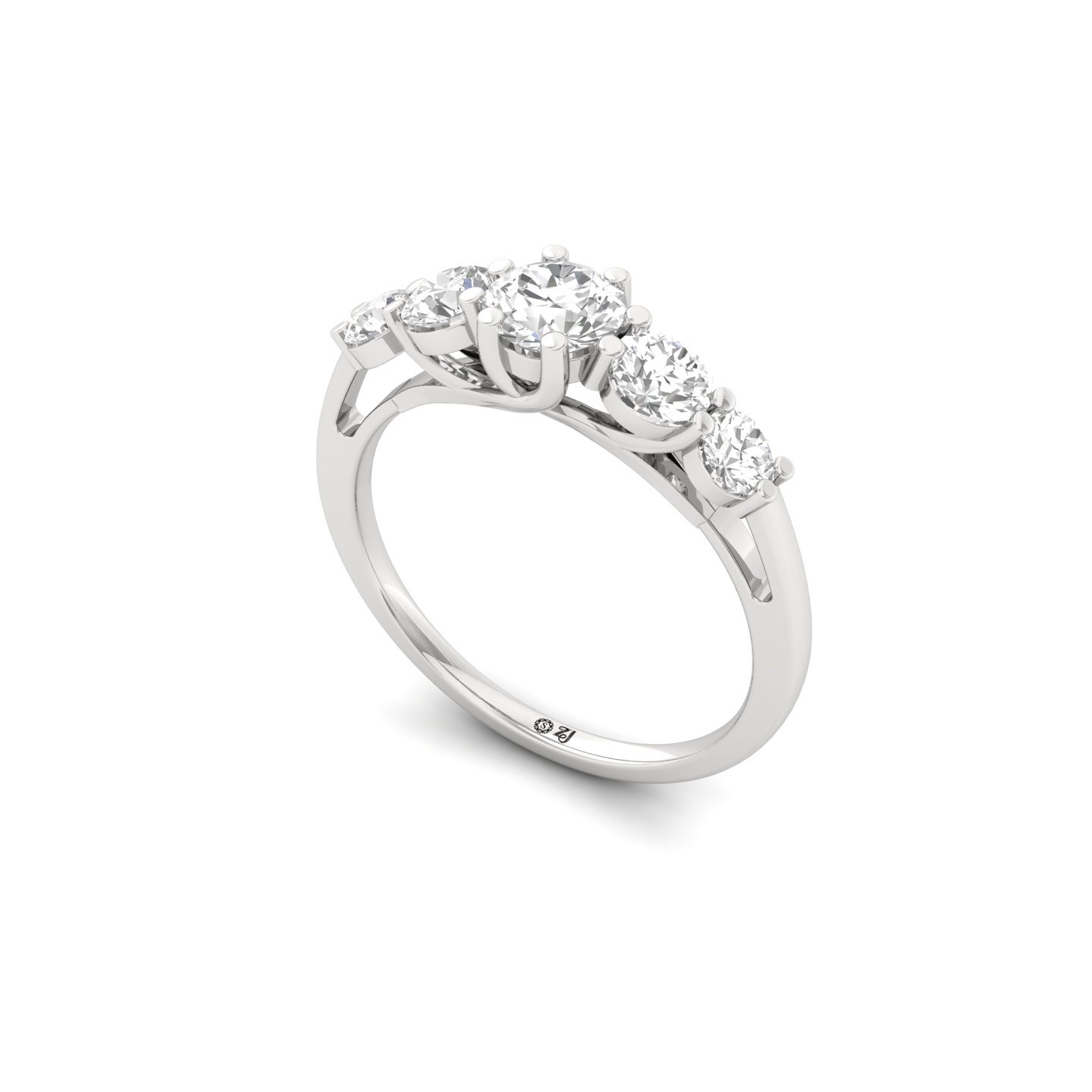 Five Stone Diamond Engagement Ring | Lab Grown CVD Diamond Band | 925 Silver | 10K | 14K | 18K - View 2