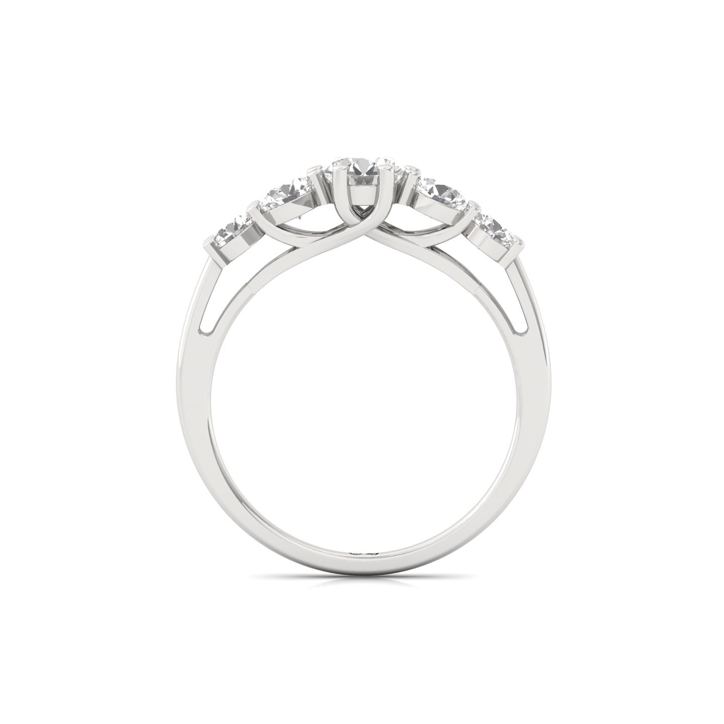 Five Stone Diamond Engagement Ring | Lab Grown CVD Diamond Band | 925 Silver | 10K | 14K | 18K - View 3