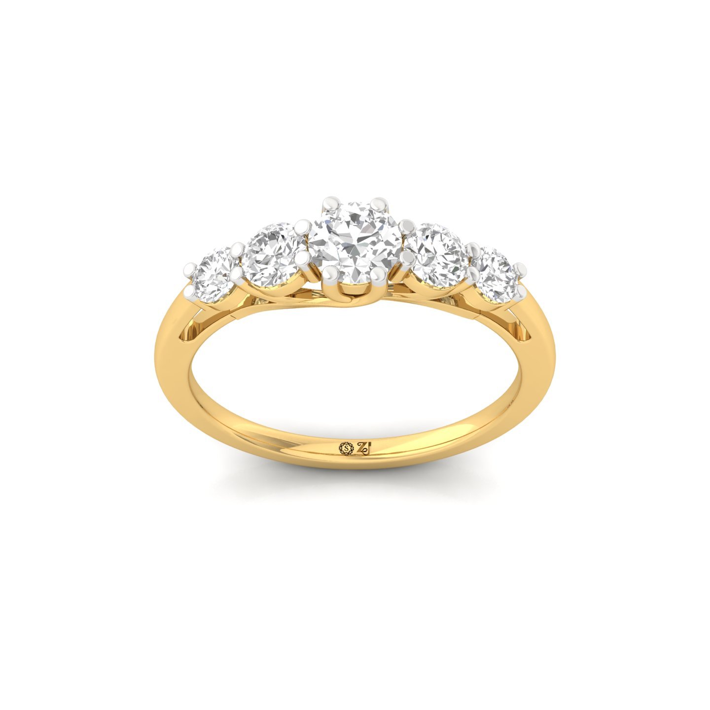 Five Stone Diamond Engagement Ring | Lab Grown CVD Diamond Band | 925 Silver | 10K | 14K | 18K - Gold Main View