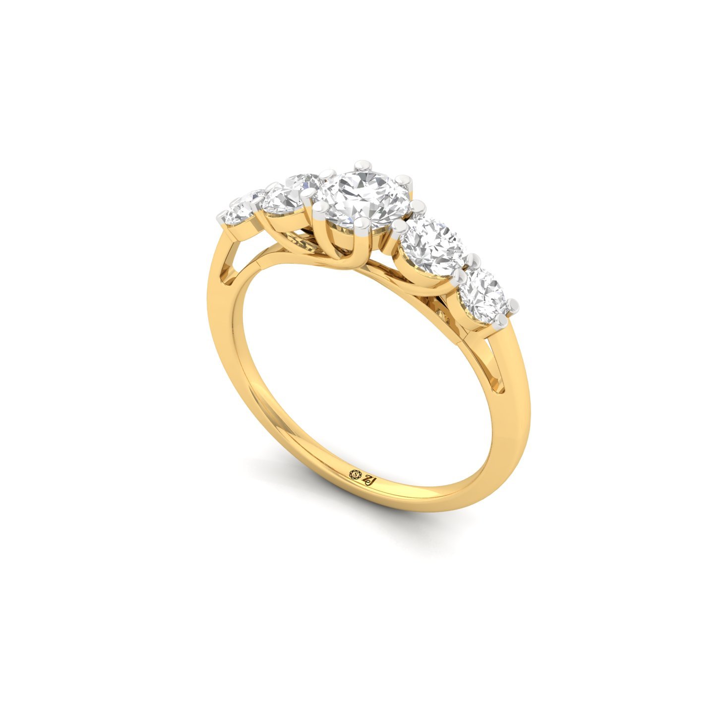 Five Stone Diamond Engagement Ring | Lab Grown CVD Diamond Band | 925 Silver | 10K | 14K | 18K - View 2