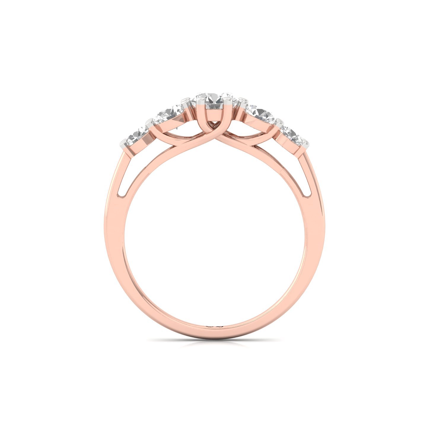 Five Stone Diamond Engagement Ring | Lab Grown CVD Diamond Band | 925 Silver | 10K | 14K | 18K - View 3