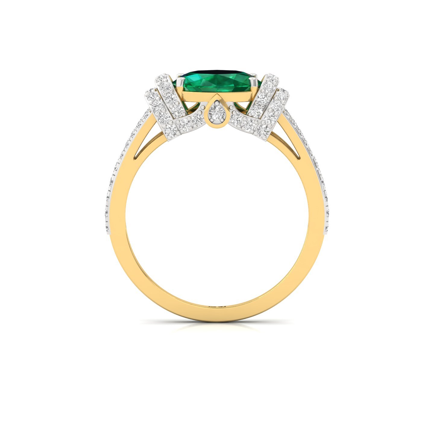 Emerald Oval Halo Diamond Engagement Ring | Lab Grown Green Gemstone & CVD Diamonds | 925 Silver | 10K | 14K | 18K - View 3