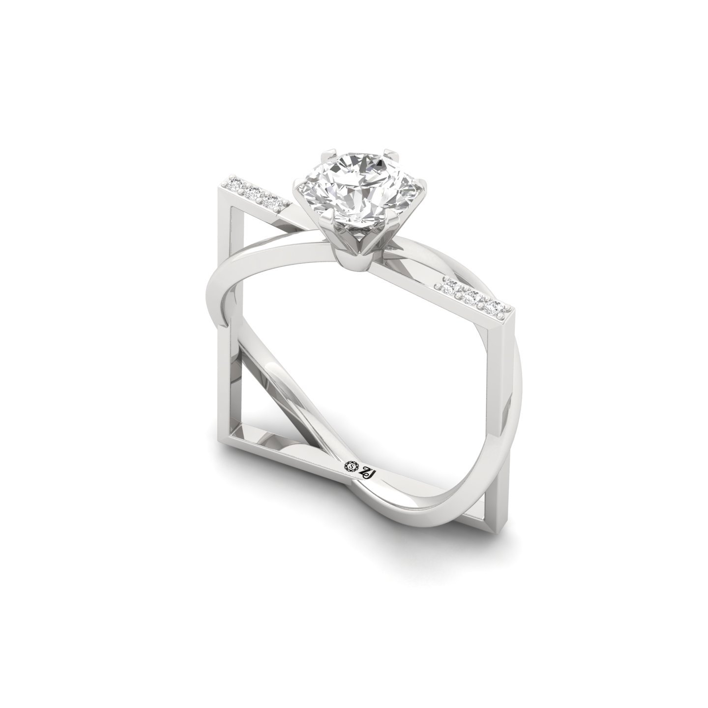 Round Cut Diamond Solitaire Engagement Ring | Elegant Twisted Shank Lab Grown CVD Diamond Ring | 925 Silver | 10K | 14K | 18K - View 2