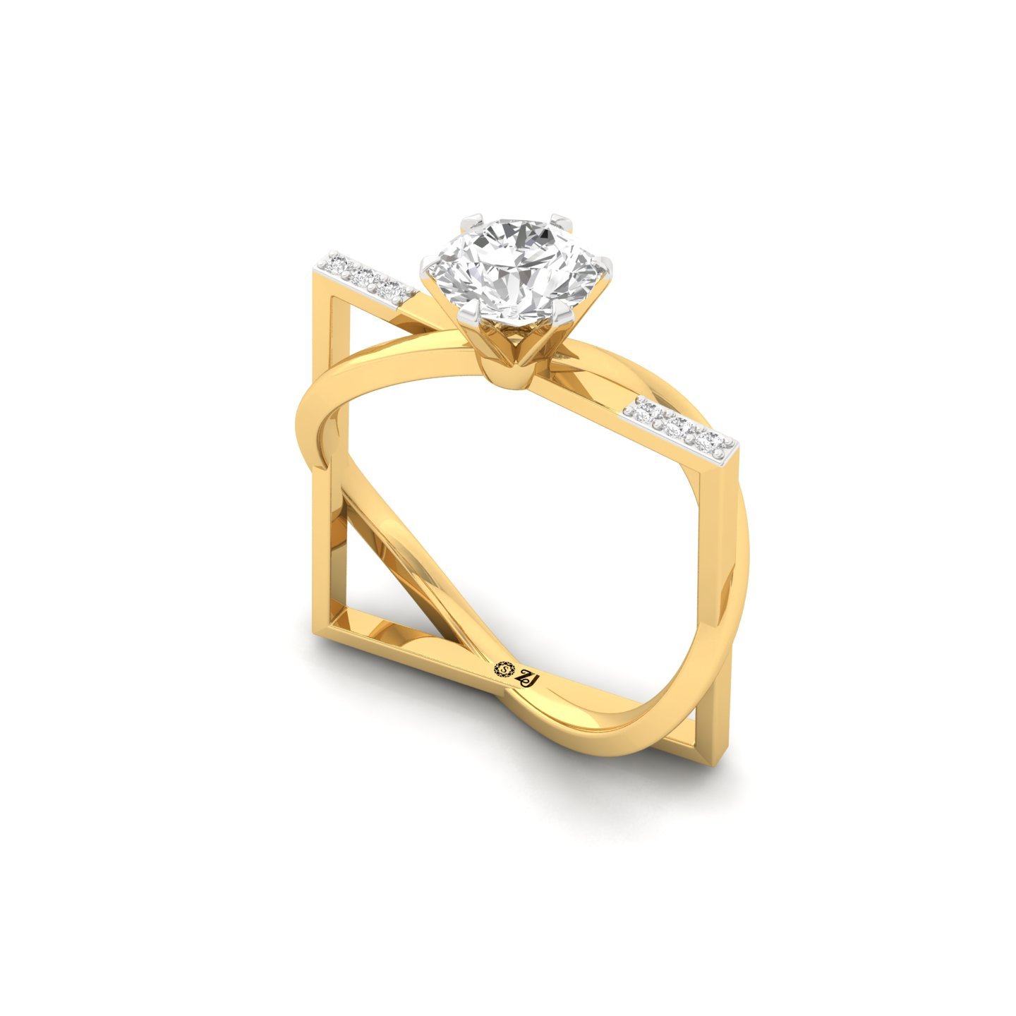 Round Cut Diamond Solitaire Engagement Ring | Elegant Twisted Shank Lab Grown CVD Diamond Ring | 925 Silver | 10K | 14K | 18K - View 2