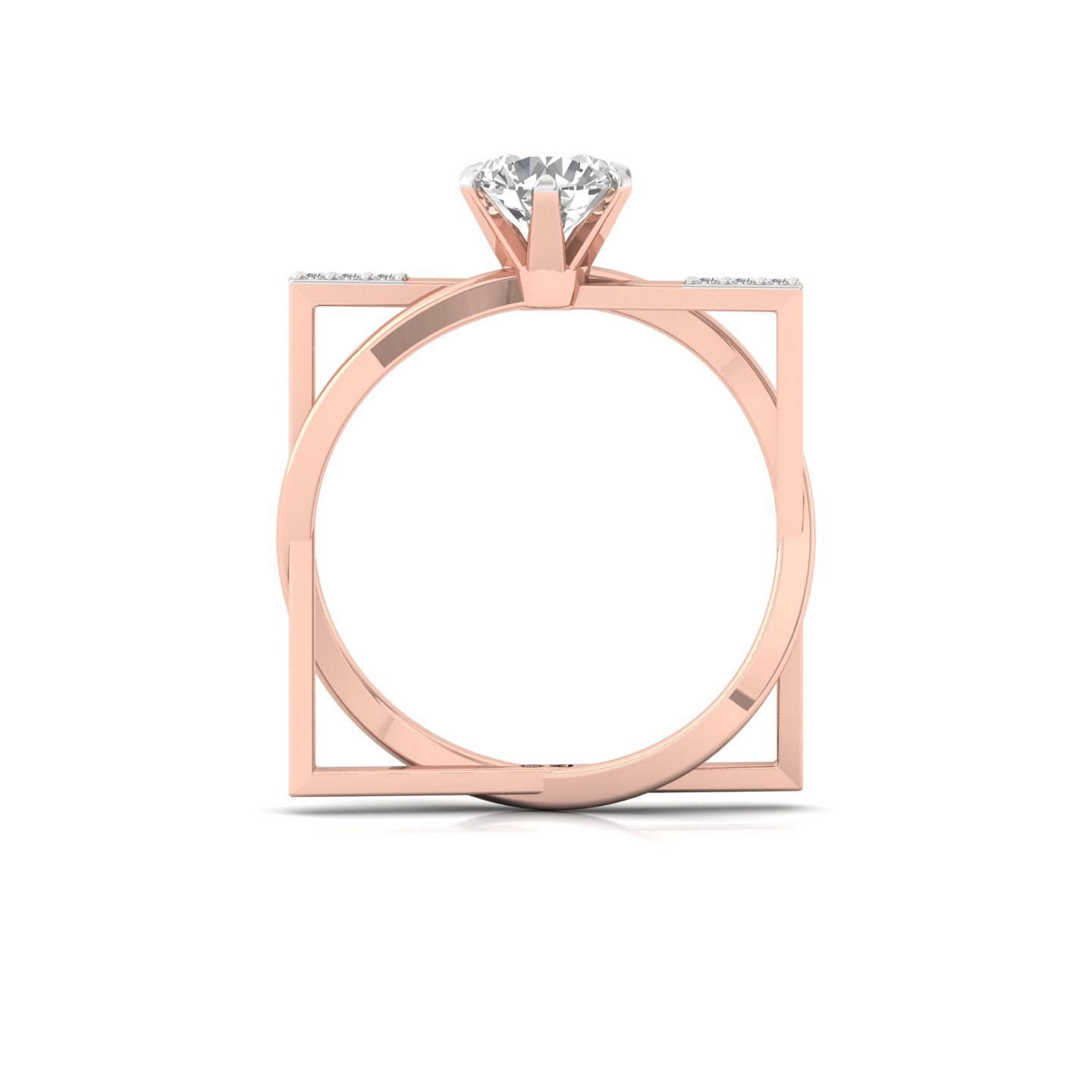 Round Cut Diamond Solitaire Engagement Ring | Elegant Twisted Shank Lab Grown CVD Diamond Ring | 925 Silver | 10K | 14K | 18K - View 3