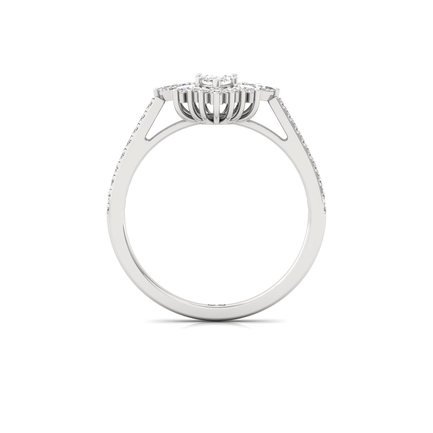 Marquise Cut Diamond Halo Engagement Ring | Lab Grown CVD Diamond Cluster Ring | 925 Silver | 10K | 14K | 18K - View 3