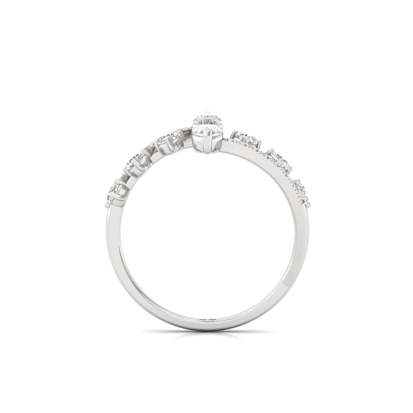 Pear & Round Diamond Open Bypass Ring | Lab Grown CVD Diamond Statement Ring | 925 Silver | 10K | 14K | 18K - View 3