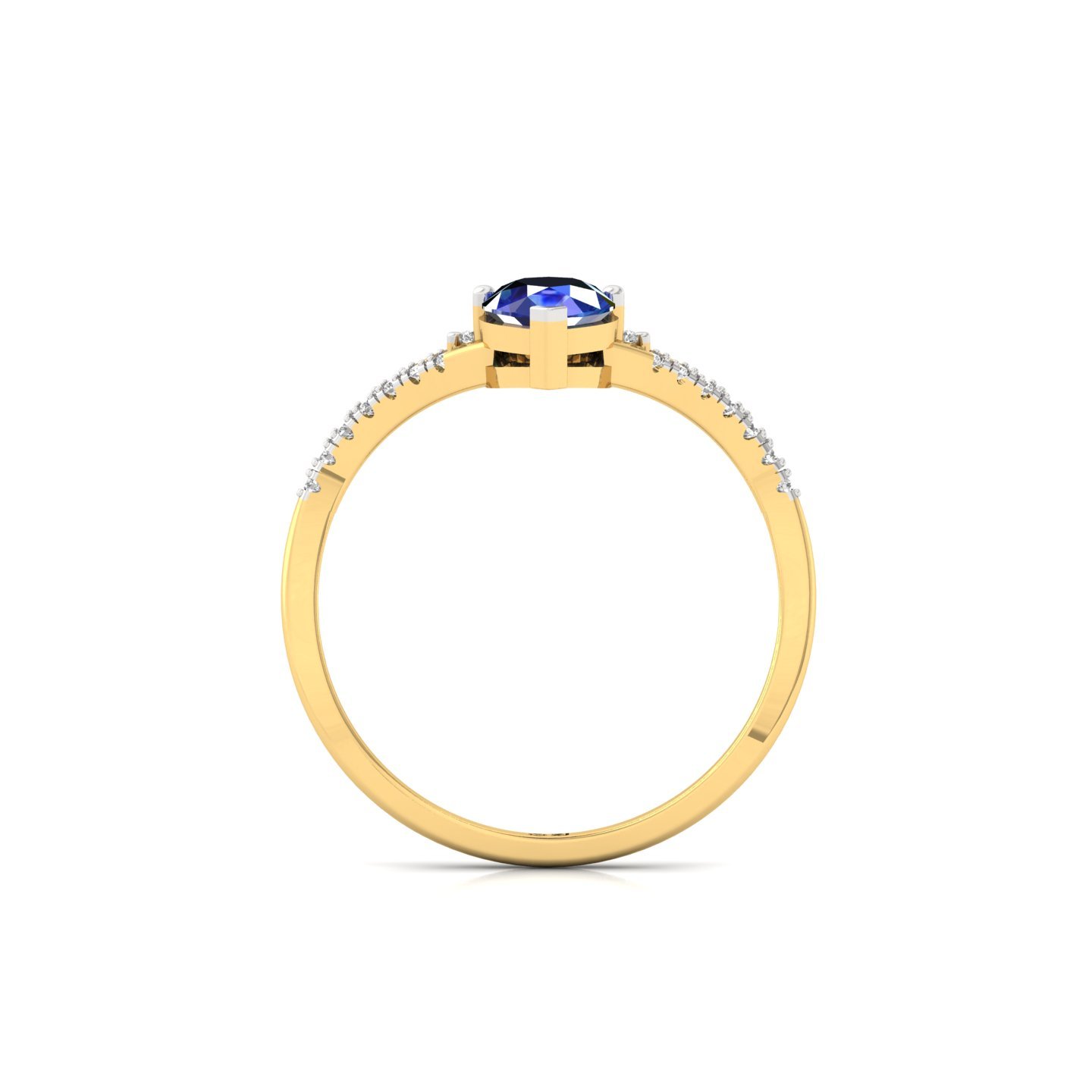 Pear Cut Blue Sapphire & Diamond Ring | Lab Grown CVD Diamond Accent Ring | 925 Silver | 10K | 14K | 18K - View 3
