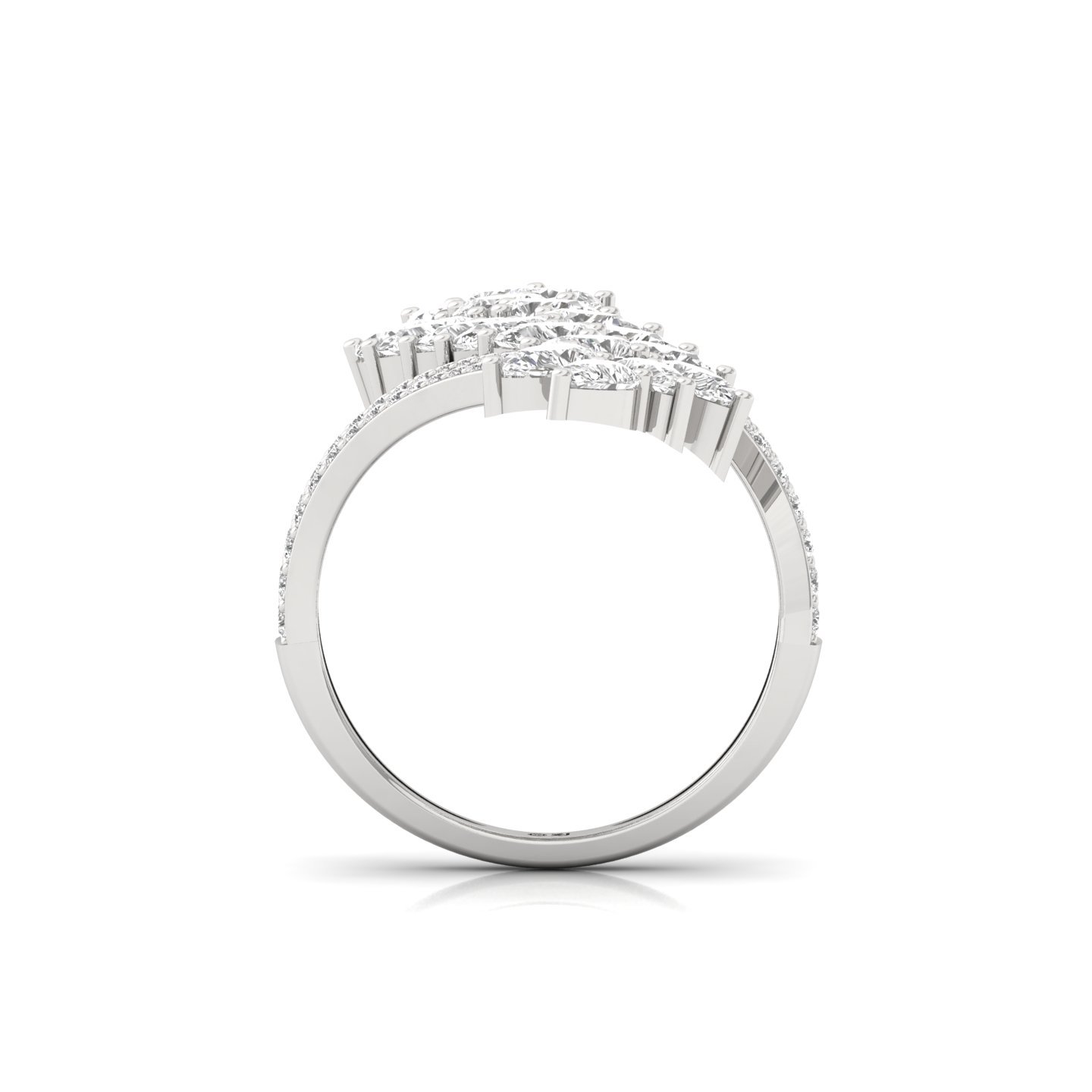 Pear & Round Cut Cluster Diamond Statement Cocktail Ring | Lab Grown CVD Diamond Designer Ring | 925 Silver | 10K | 14K | 18K - View 3