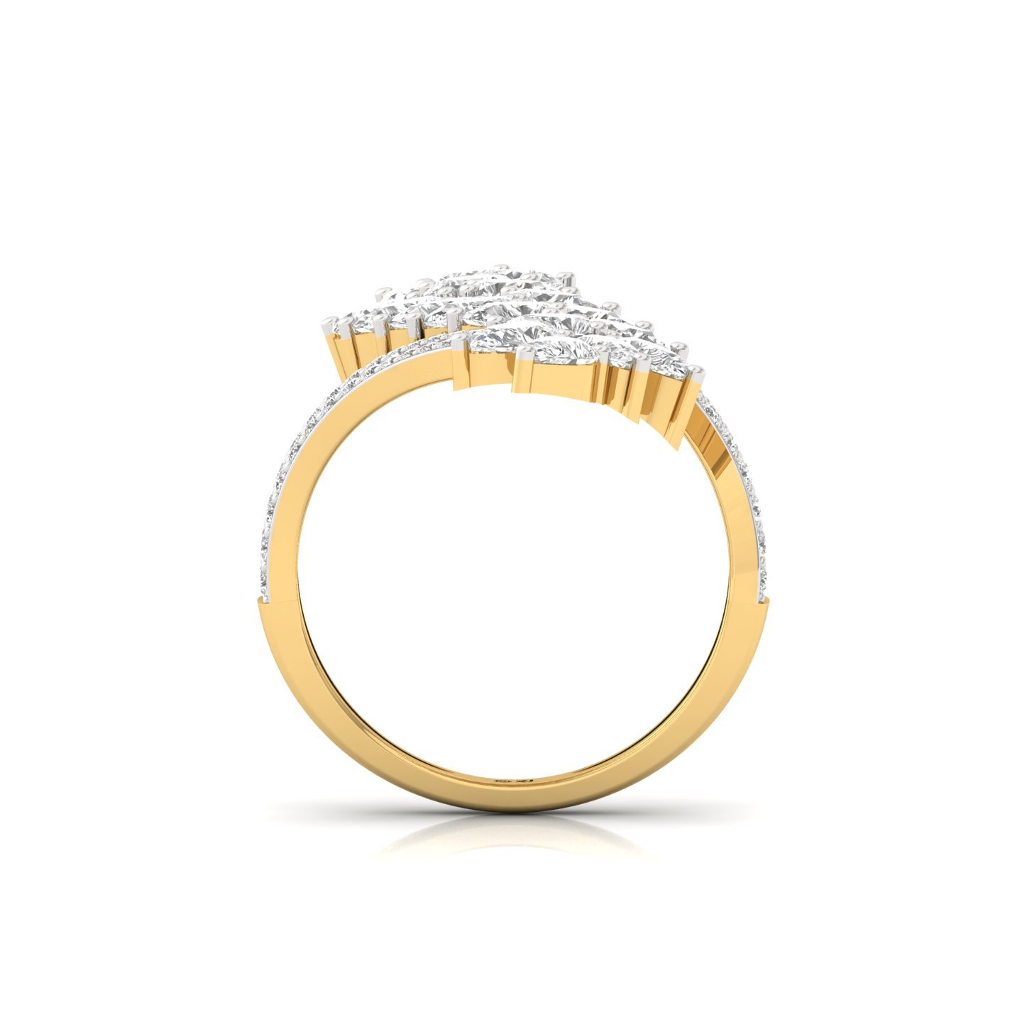 Pear & Round Cut Cluster Diamond Statement Cocktail Ring | Lab Grown CVD Diamond Designer Ring | 925 Silver | 10K | 14K | 18K - View 3