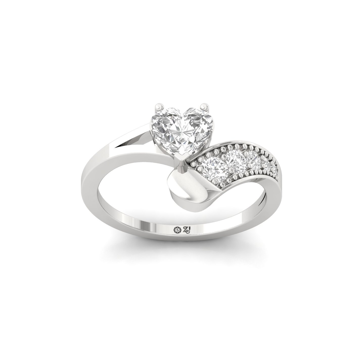 Heart Cut Diamond Engagement Ring | Romantic Lab Grown CVD Diamond Promise Ring | 925 Silver | 10K | 14K | 18K - Main View