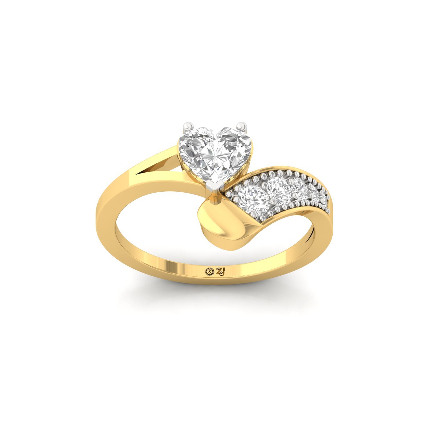 Heart Cut Diamond Engagement Ring | Romantic Lab Grown CVD Diamond Promise Ring | 925 Silver | 10K | 14K | 18K - Gold Main View
