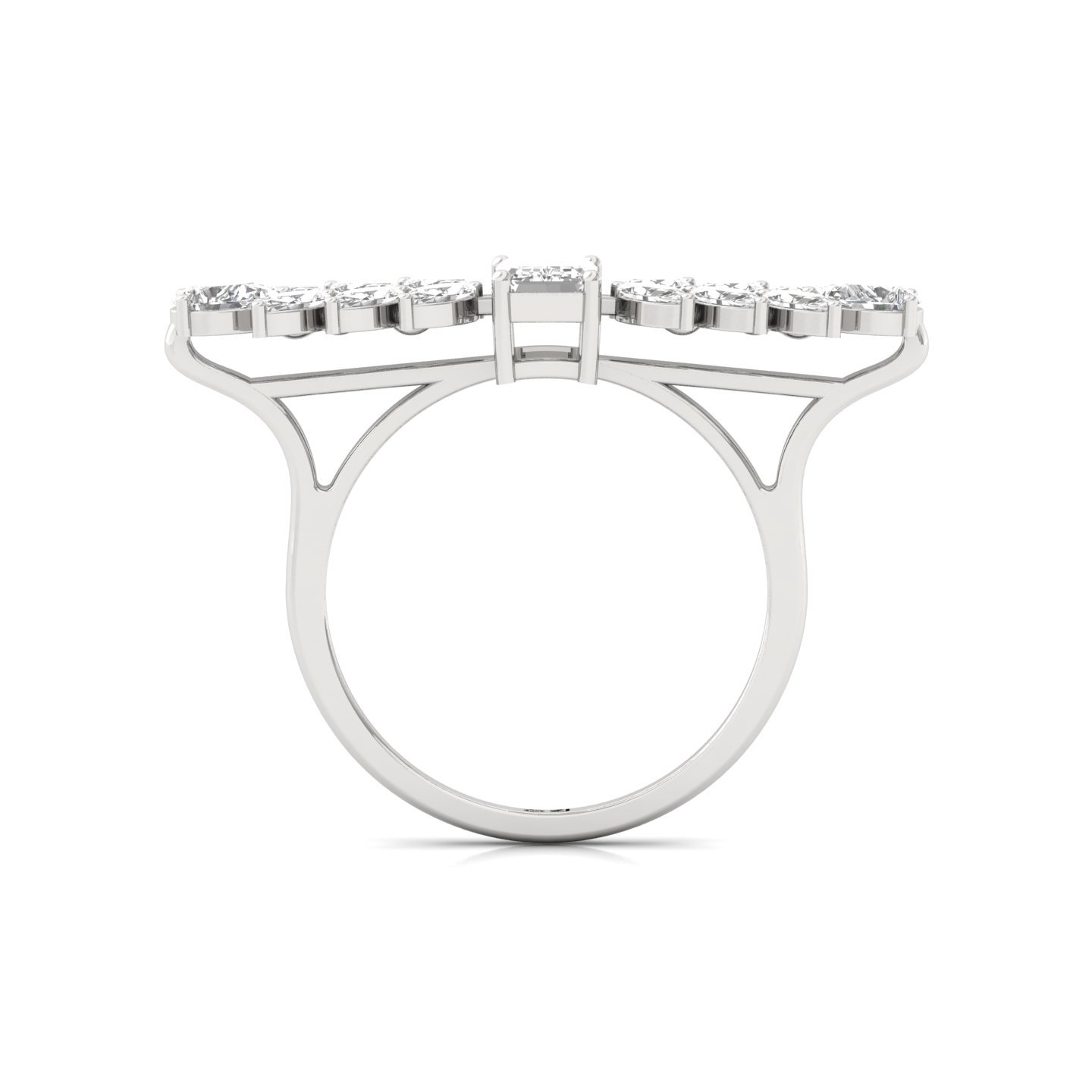 Emerald & Marquise Cut Diamond Ring | Lab Grown CVD Diamond Leaf-Inspired Statement Ring | 925 Silver | 10K | 14K | 18K - View 3