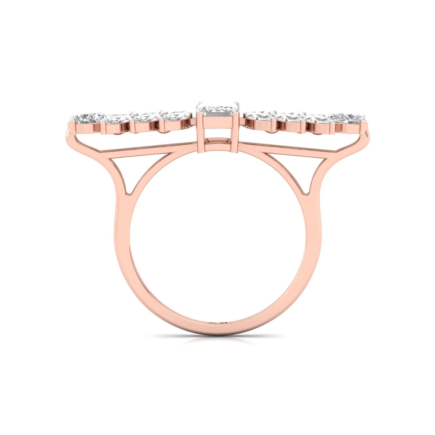 Emerald & Marquise Cut Diamond Ring | Lab Grown CVD Diamond Leaf-Inspired Statement Ring | 925 Silver | 10K | 14K | 18K - View 3