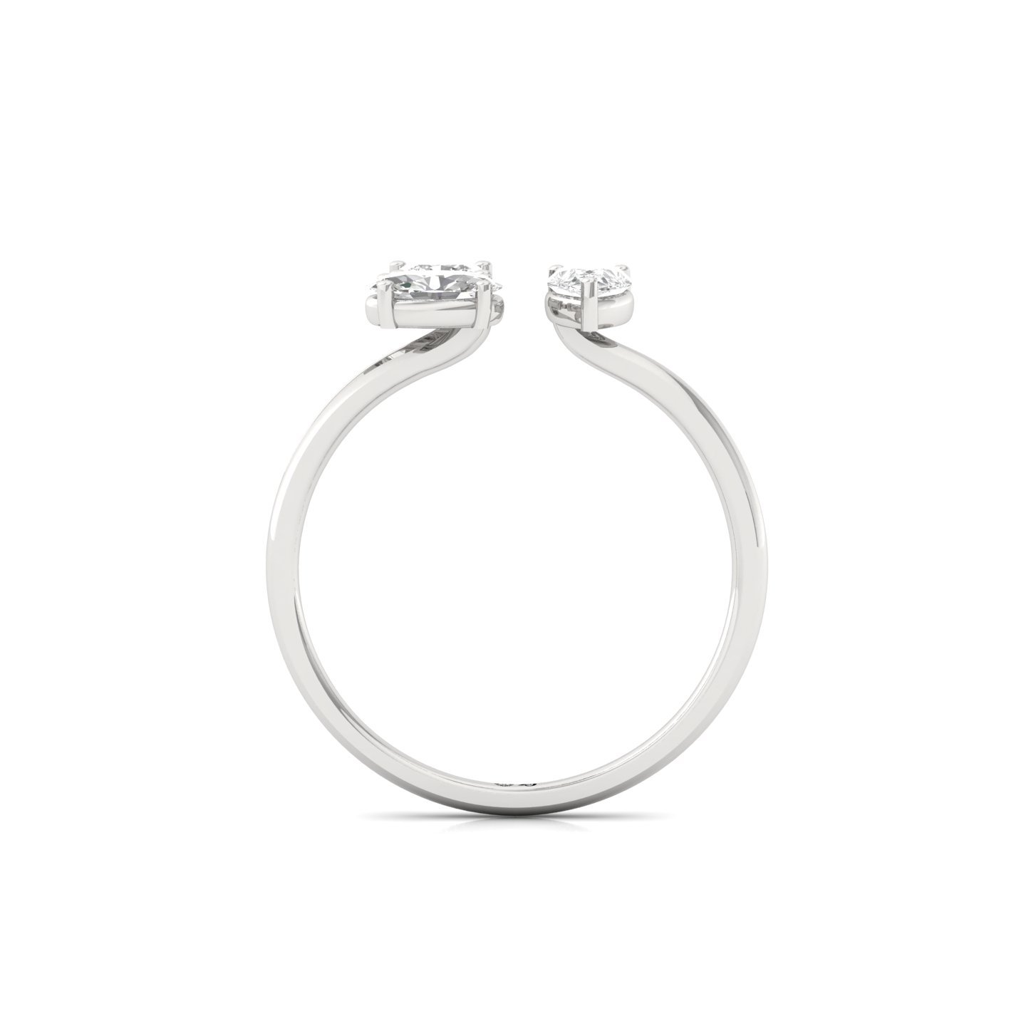 Pear, Princess & Oval Cut Diamond Open Ring | Modern Lab Grown CVD Diamond Statement Ring | 925 Silver | 10K | 14K | 18K - View 3