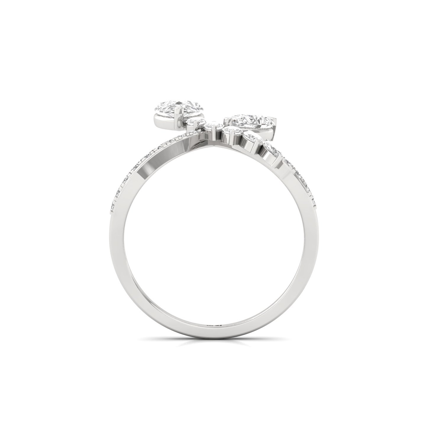 Pear & Marquise Cut Diamond Designer Bow Ring | Lab Grown CVD Diamond Cocktail Jewellery | 925 Silver | 10K | 14K | 18K - View 3