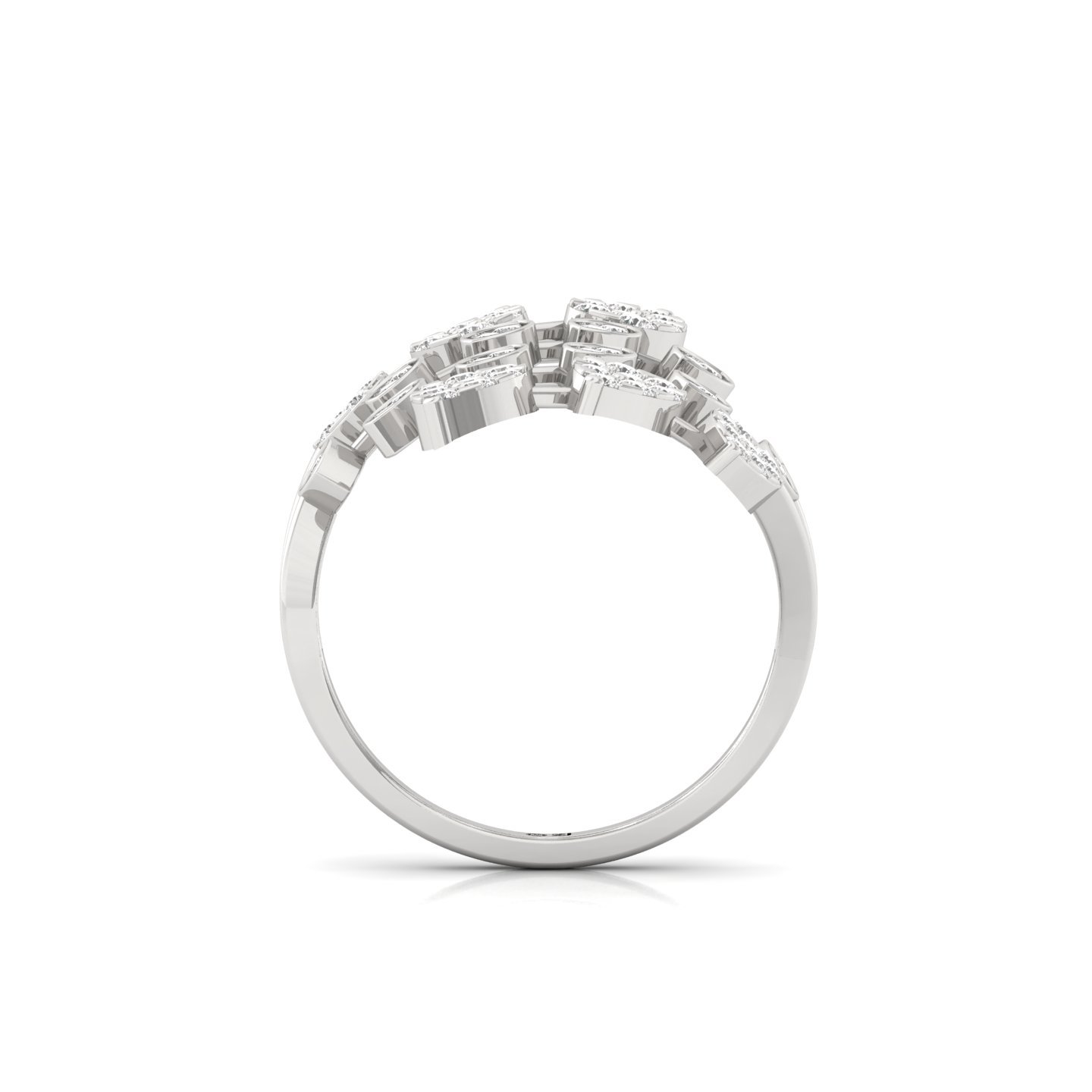 Multi Round Cut Diamond Statement Cocktail Ring | Lab Grown CVD Diamond Designer Leaf Inspired Jewellery | 925 Silver | 10K | 14K | 18K - View 3