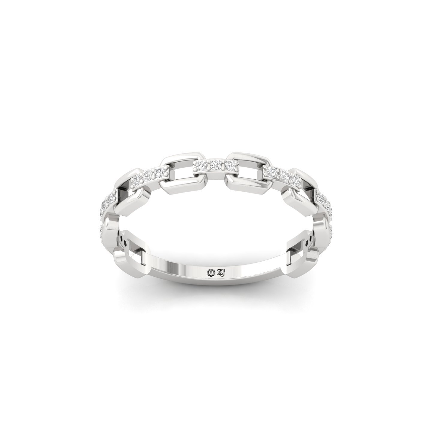 Round Cut Diamond Link Band Ring | Lab Grown CVD Diamond Modern Chain Inspired Jewellery | 925 Silver | 10K | 14K | 18K - Main View