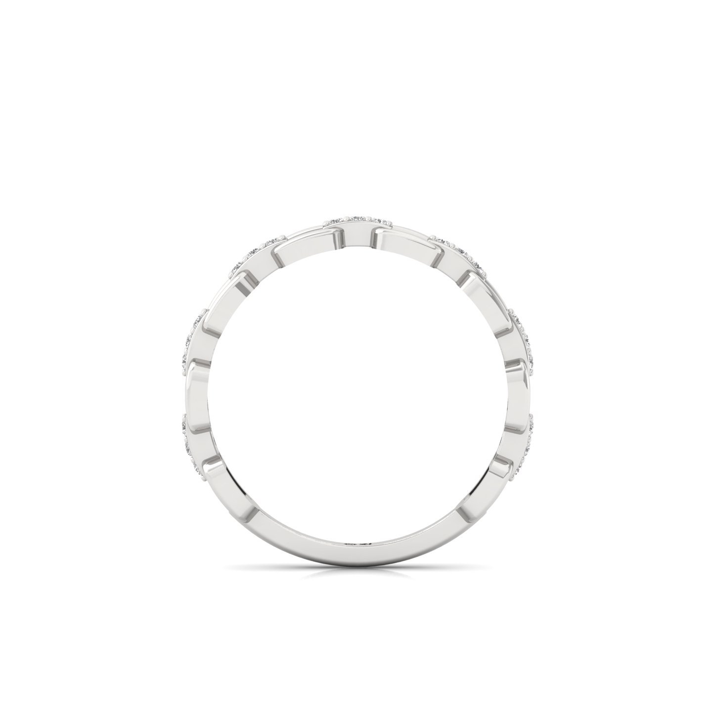 Round Cut Diamond Link Band Ring | Lab Grown CVD Diamond Modern Chain Inspired Jewellery | 925 Silver | 10K | 14K | 18K - View 3