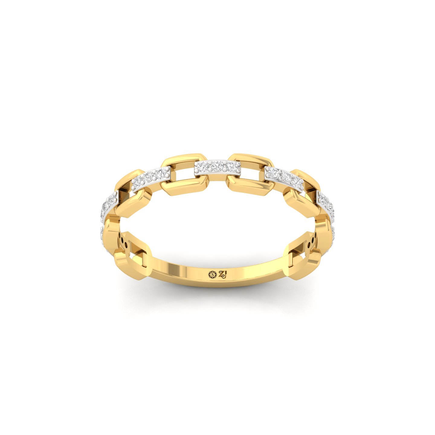 Round Cut Diamond Link Band Ring | Lab Grown CVD Diamond Modern Chain Inspired Jewellery | 925 Silver | 10K | 14K | 18K - Gold Main View