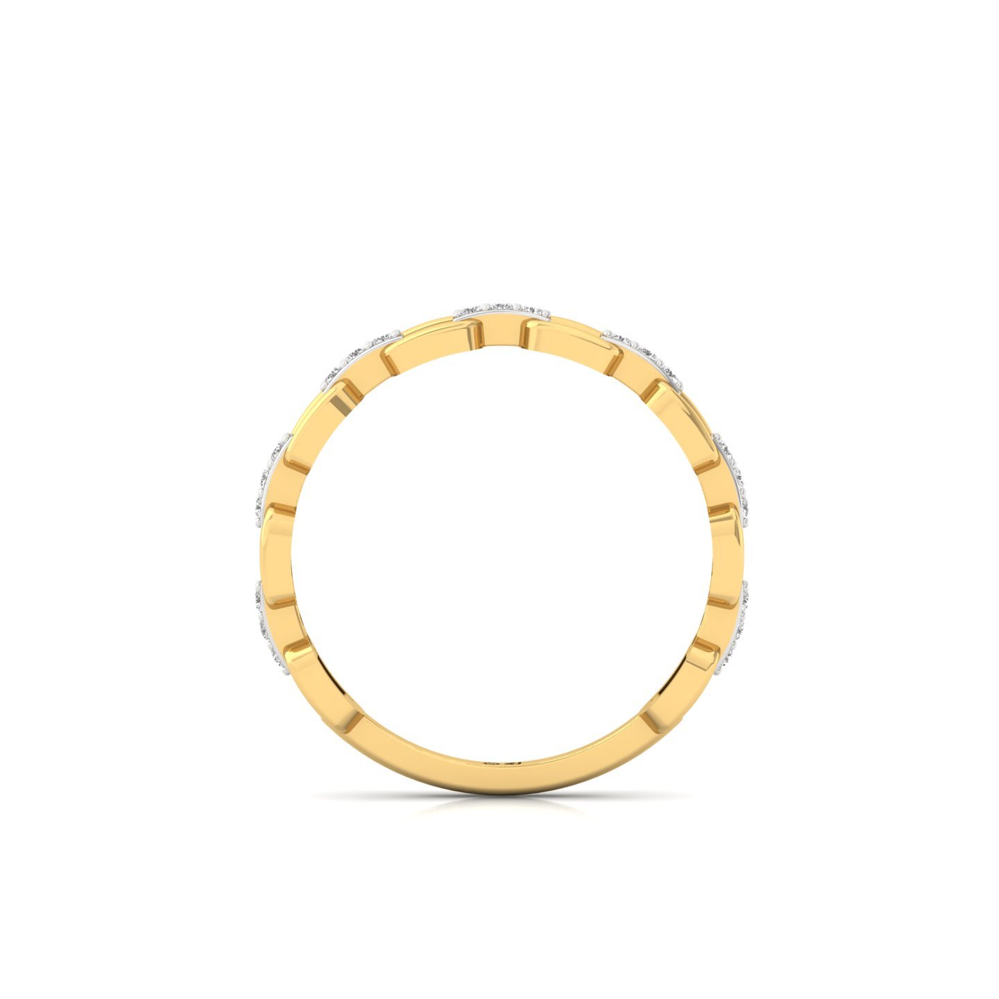 Round Cut Diamond Link Band Ring | Lab Grown CVD Diamond Modern Chain Inspired Jewellery | 925 Silver | 10K | 14K | 18K - View 3