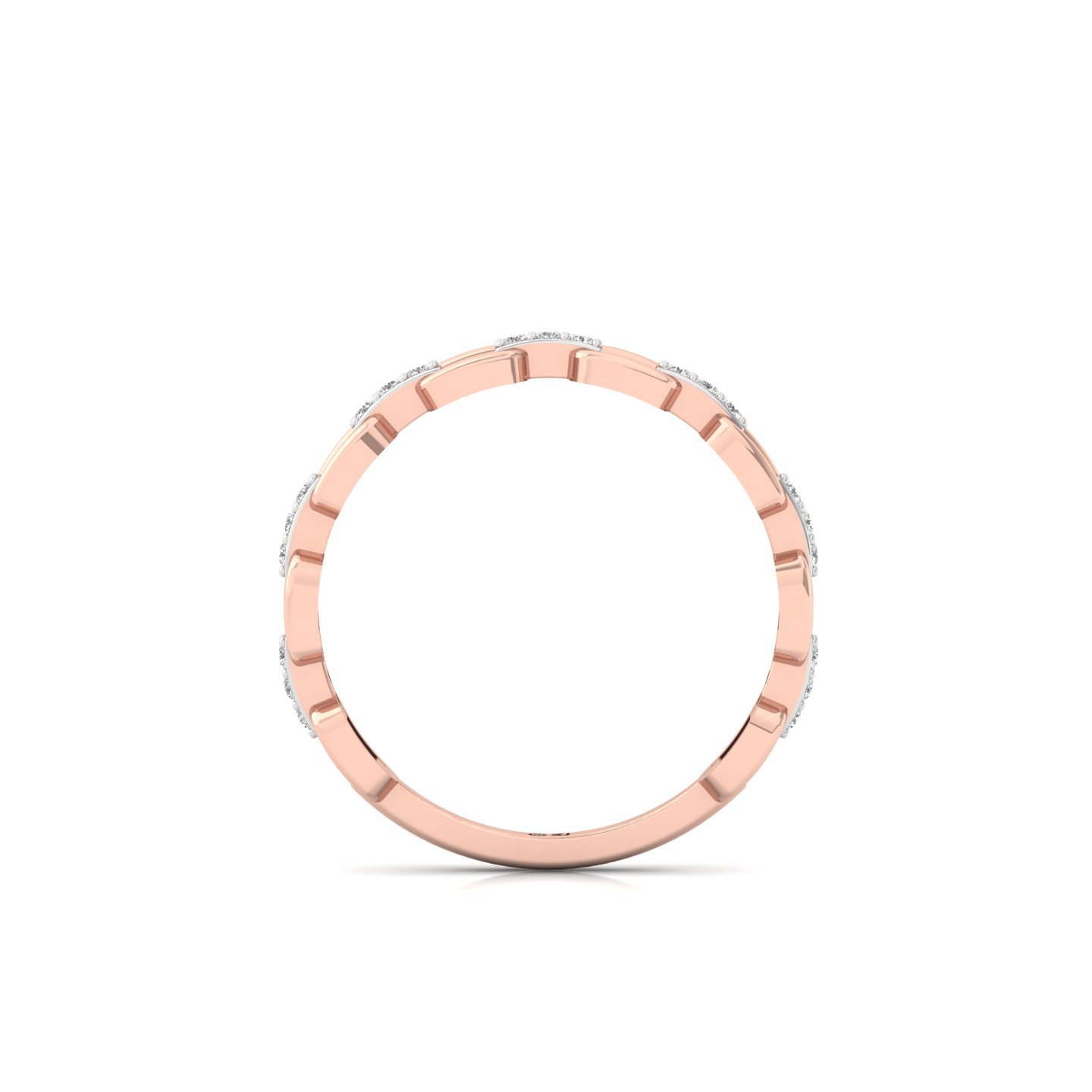 Round Cut Diamond Link Band Ring | Lab Grown CVD Diamond Modern Chain Inspired Jewellery | 925 Silver | 10K | 14K | 18K - View 3