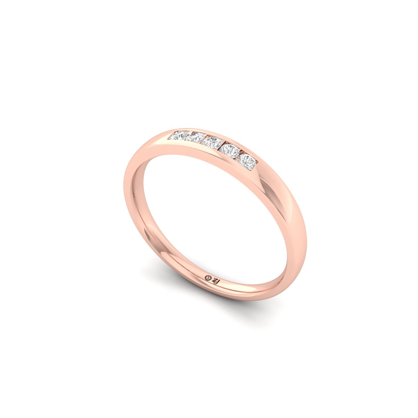 Round Cut Diamond Band Ring | Lab Grown CVD Diamond Minimalist Eternity Style | 925 Silver | 10K | 14K | 18K - Rose Gold Main View