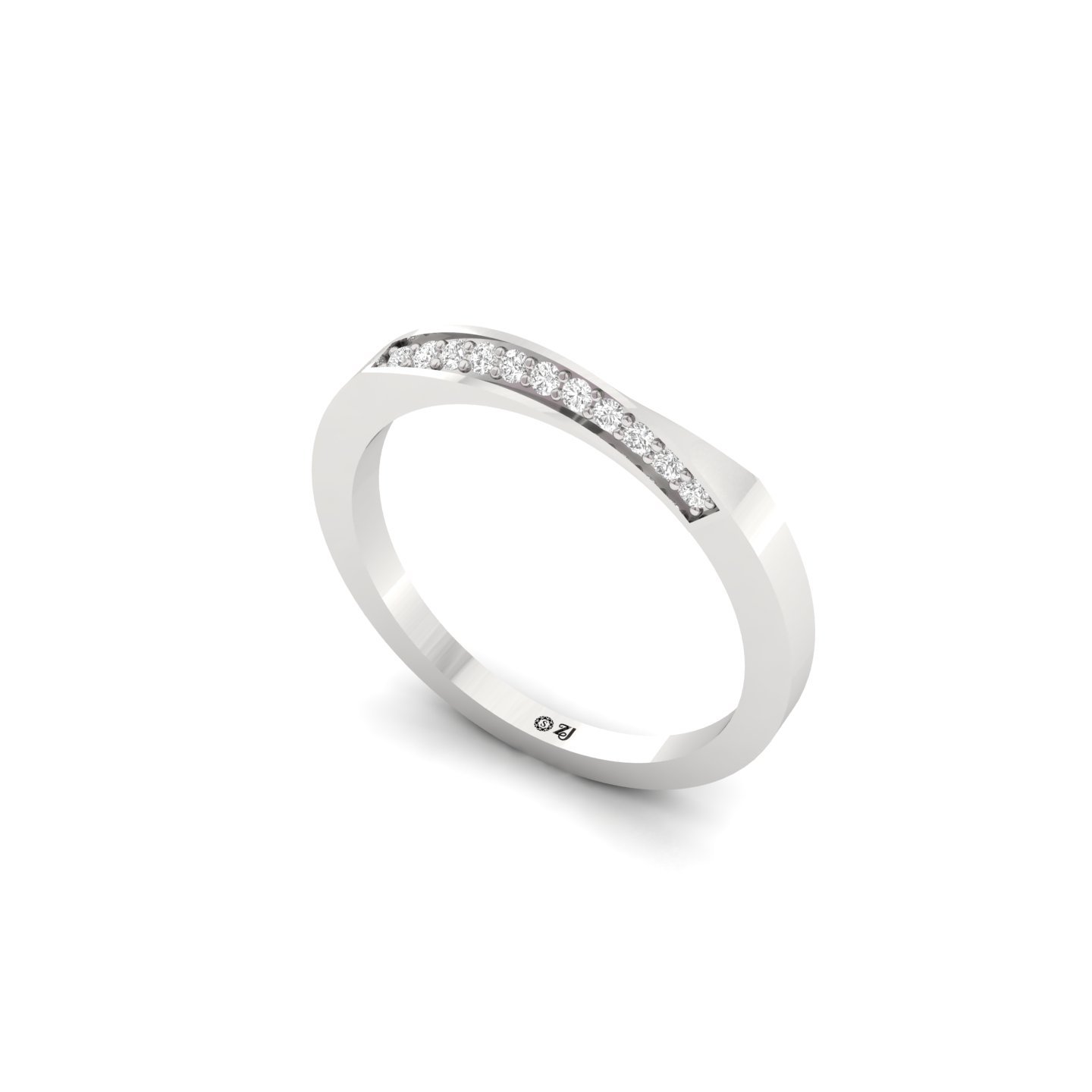 Round Cut Diamond Band Ring | Lab Grown CVD Diamond Minimalist Wedding & Promise Ring | 925 Silver | 10K | 14K | 18K - View 3