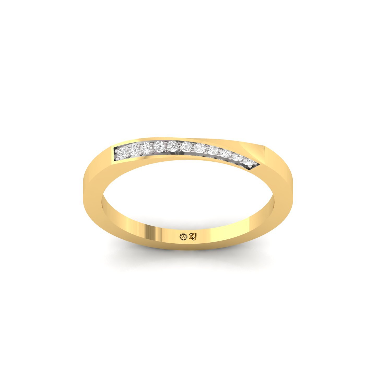 Round Cut Diamond Band Ring | Lab Grown CVD Diamond Minimalist Wedding & Promise Ring | 925 Silver | 10K | 14K | 18K - Gold Main View