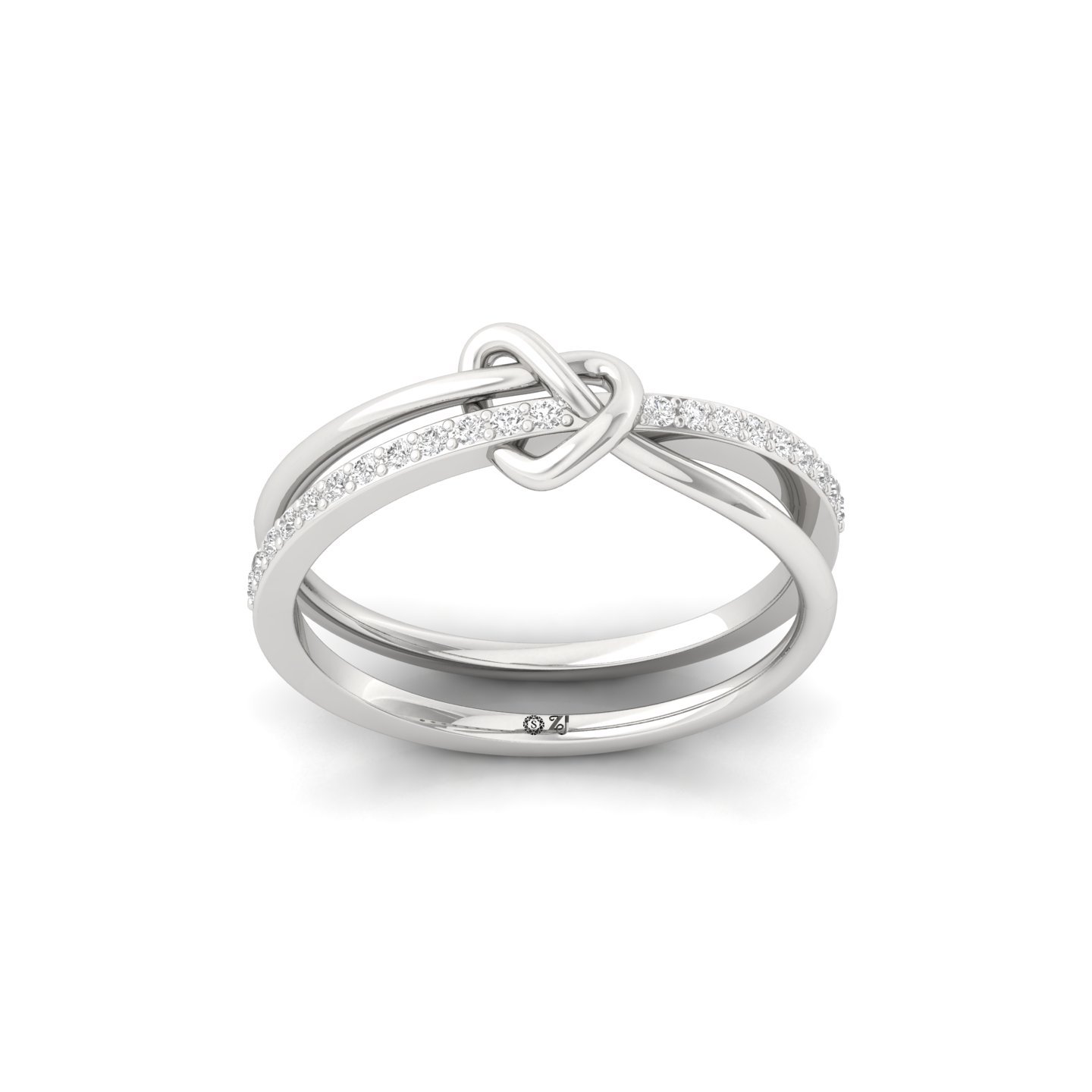 Round Cut Diamond Knot Ring | Lab Grown CVD Diamond Love Knot Promise Band | 925 Silver | 10K | 14K | 18K - Main View