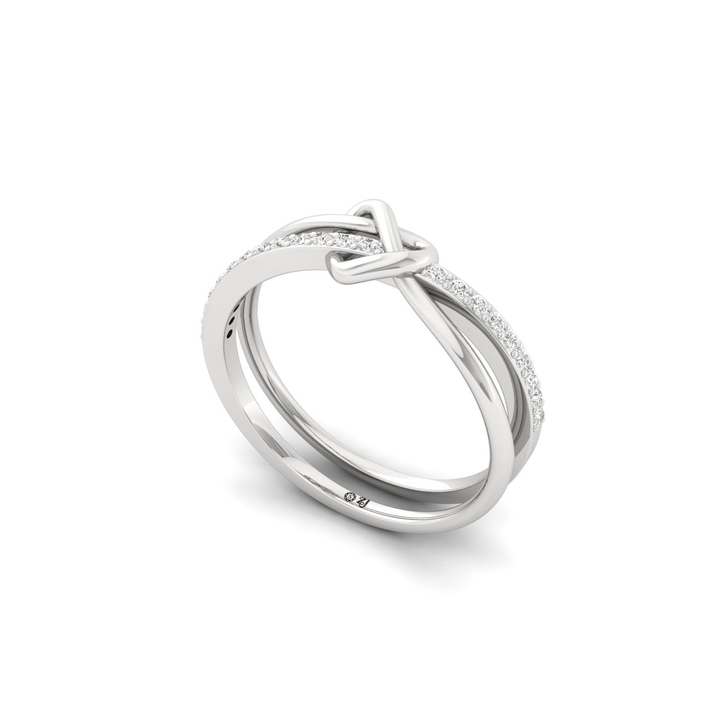 Round Cut Diamond Knot Ring | Lab Grown CVD Diamond Love Knot Promise Band | 925 Silver | 10K | 14K | 18K - View 2