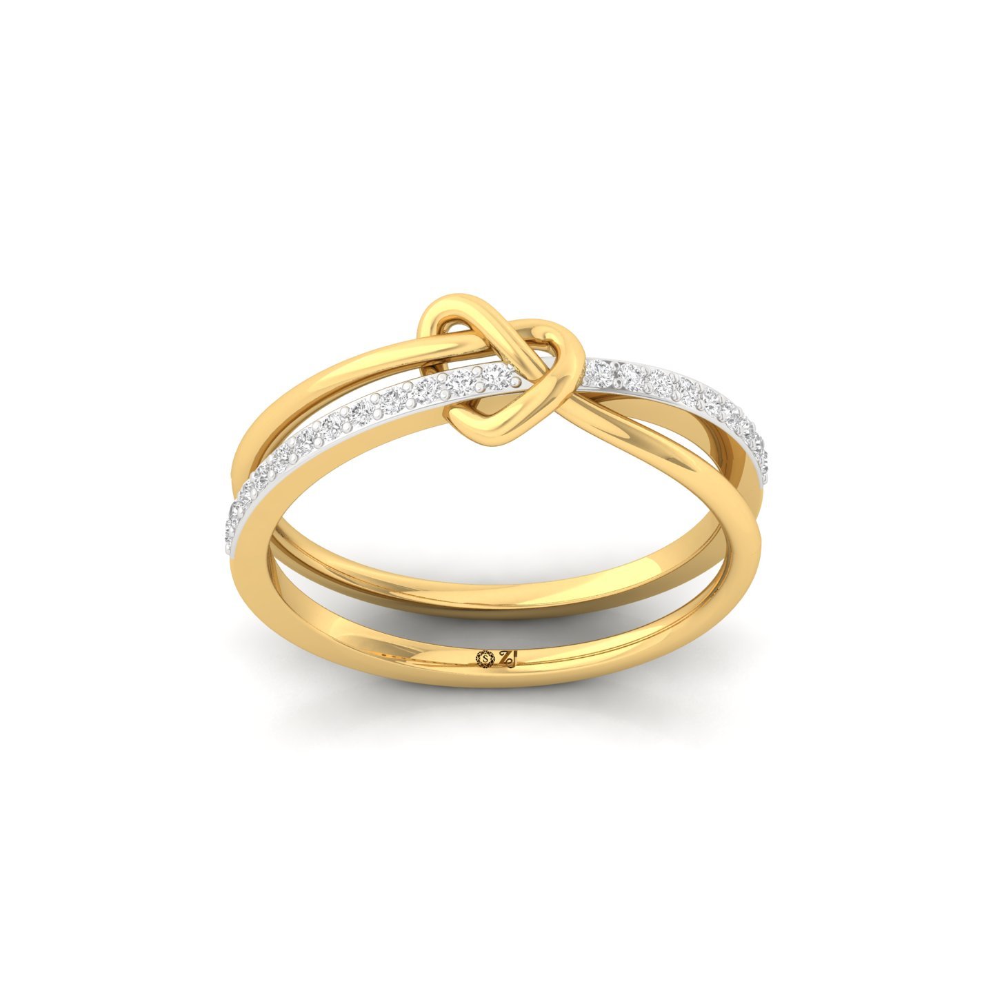 Round Cut Diamond Knot Ring | Lab Grown CVD Diamond Love Knot Promise Band | 925 Silver | 10K | 14K | 18K - Gold Main View