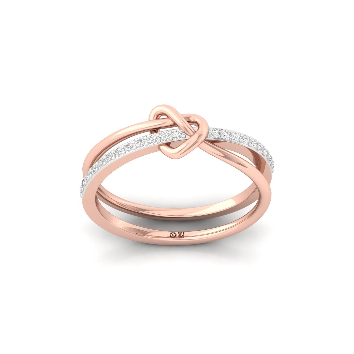 Round Cut Diamond Knot Ring | Lab Grown CVD Diamond Love Knot Promise Band | 925 Silver | 10K | 14K | 18K - Rose Gold Main View