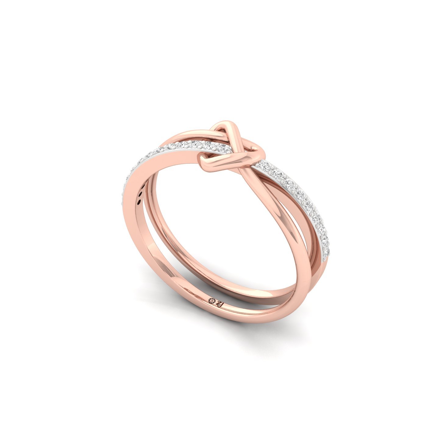 Round Cut Diamond Knot Ring | Lab Grown CVD Diamond Love Knot Promise Band | 925 Silver | 10K | 14K | 18K - View 2