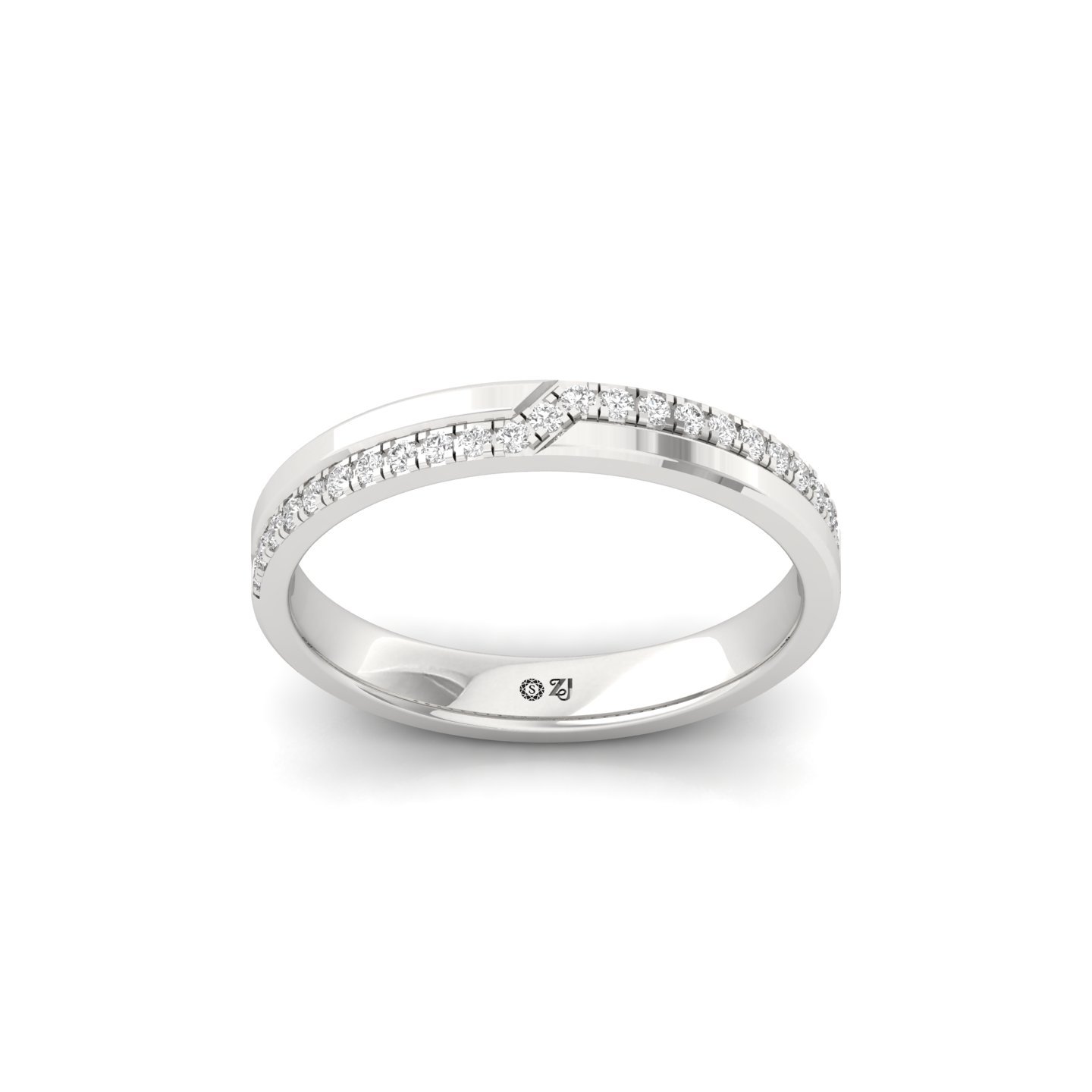 Round Diamond Eternity Band | Lab Grown CVD Diamond Wedding Band | Minimalist Half Eternity Ring | 925 Silver | 10K | 14K | 18K - Main View