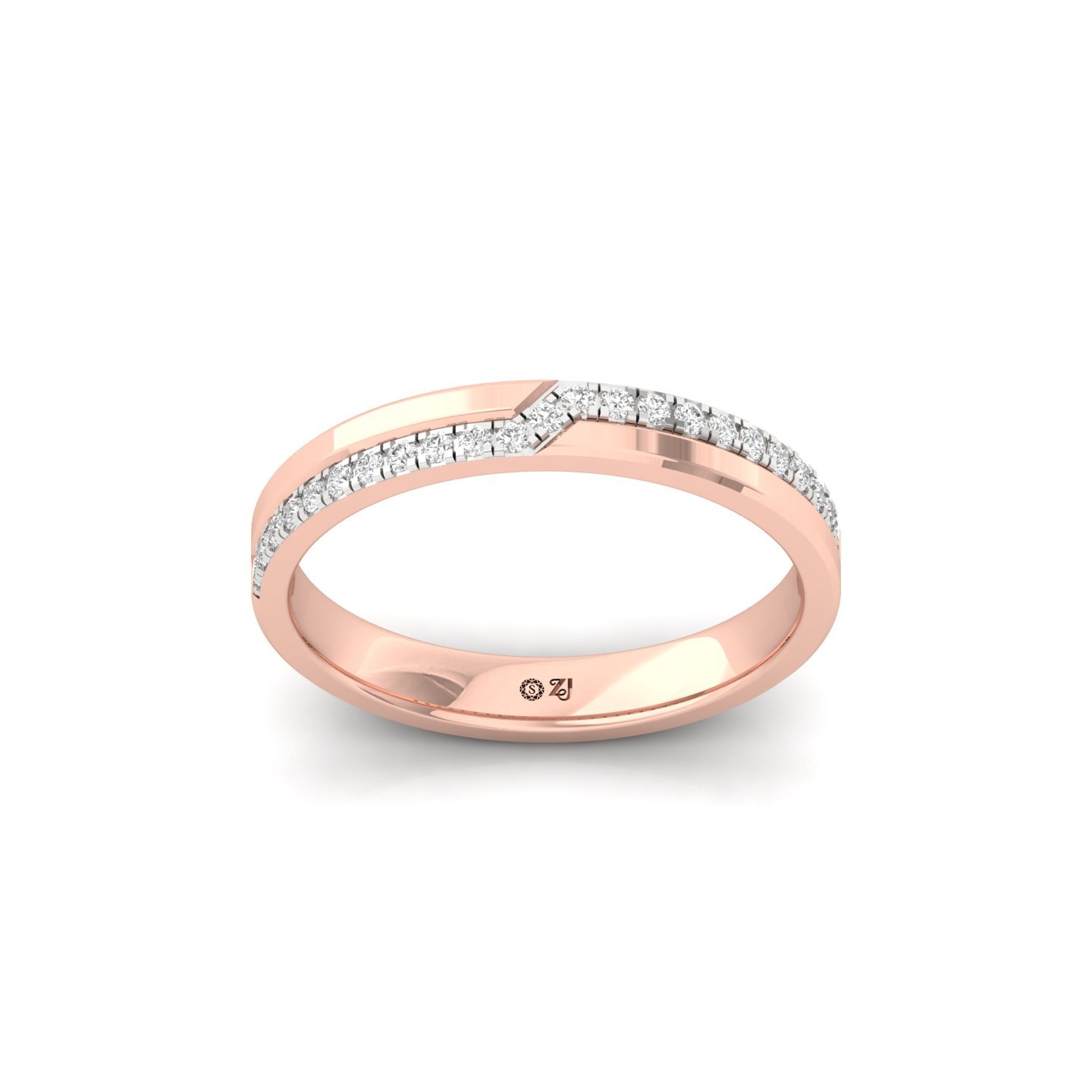 Round Diamond Eternity Band | Lab Grown CVD Diamond Wedding Band | Minimalist Half Eternity Ring | 925 Silver | 10K | 14K | 18K - Rose Gold Main View