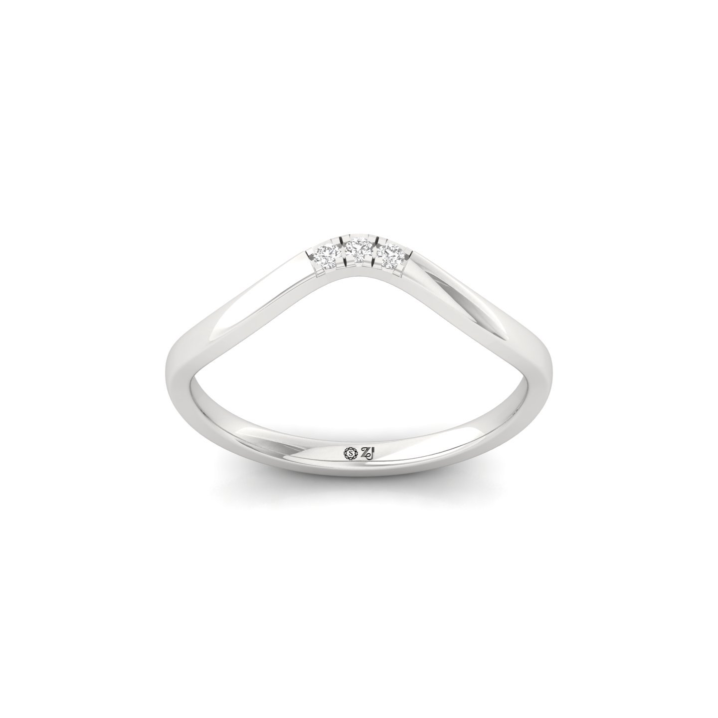 Diamond Wave Band | Lab Grown Diamond Minimalist Ring | Dainty Promise Band | 925 Silver | 10K | 14K | 18K - Main View
