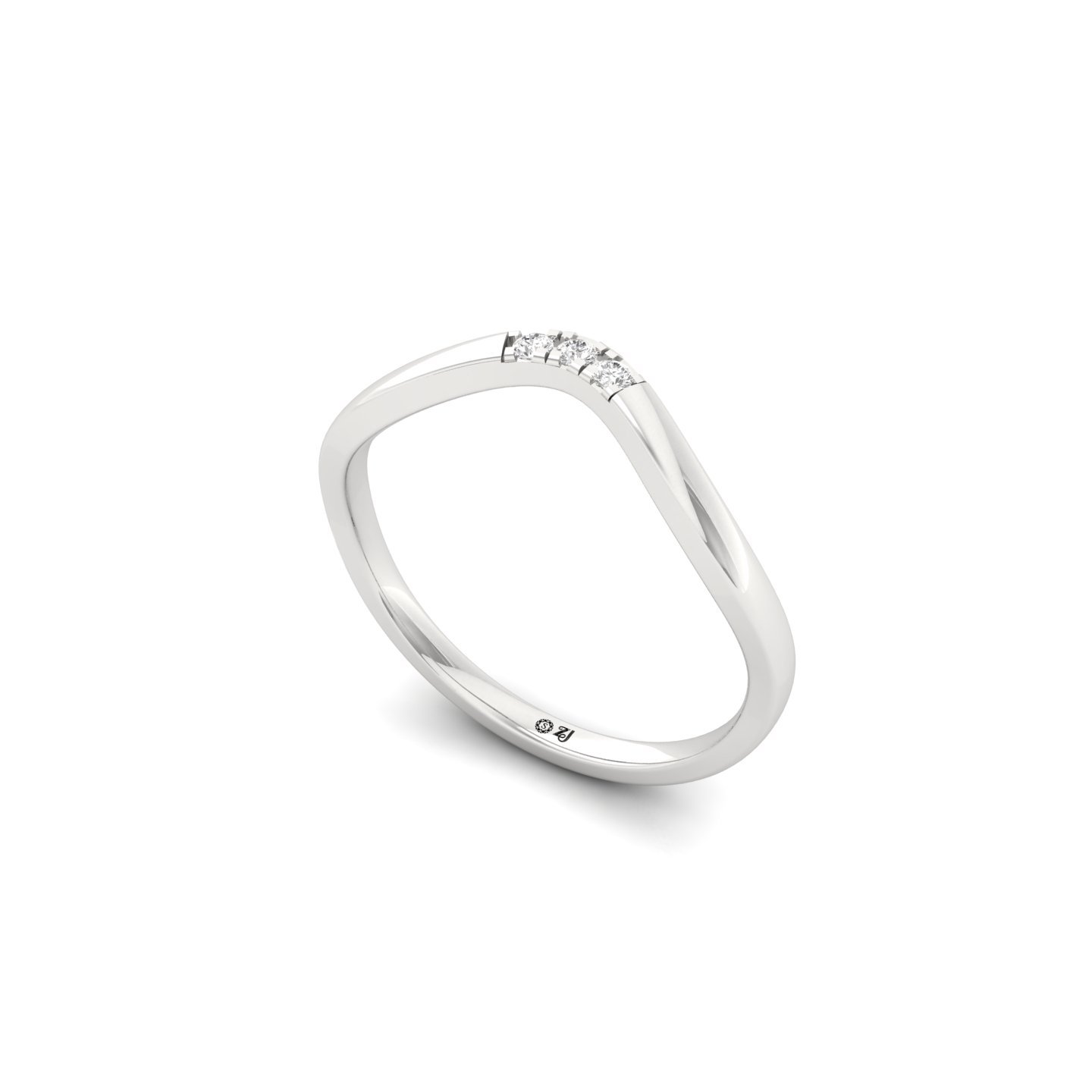 Diamond Wave Band | Lab Grown Diamond Minimalist Ring | Dainty Promise Band | 925 Silver | 10K | 14K | 18K - View 2