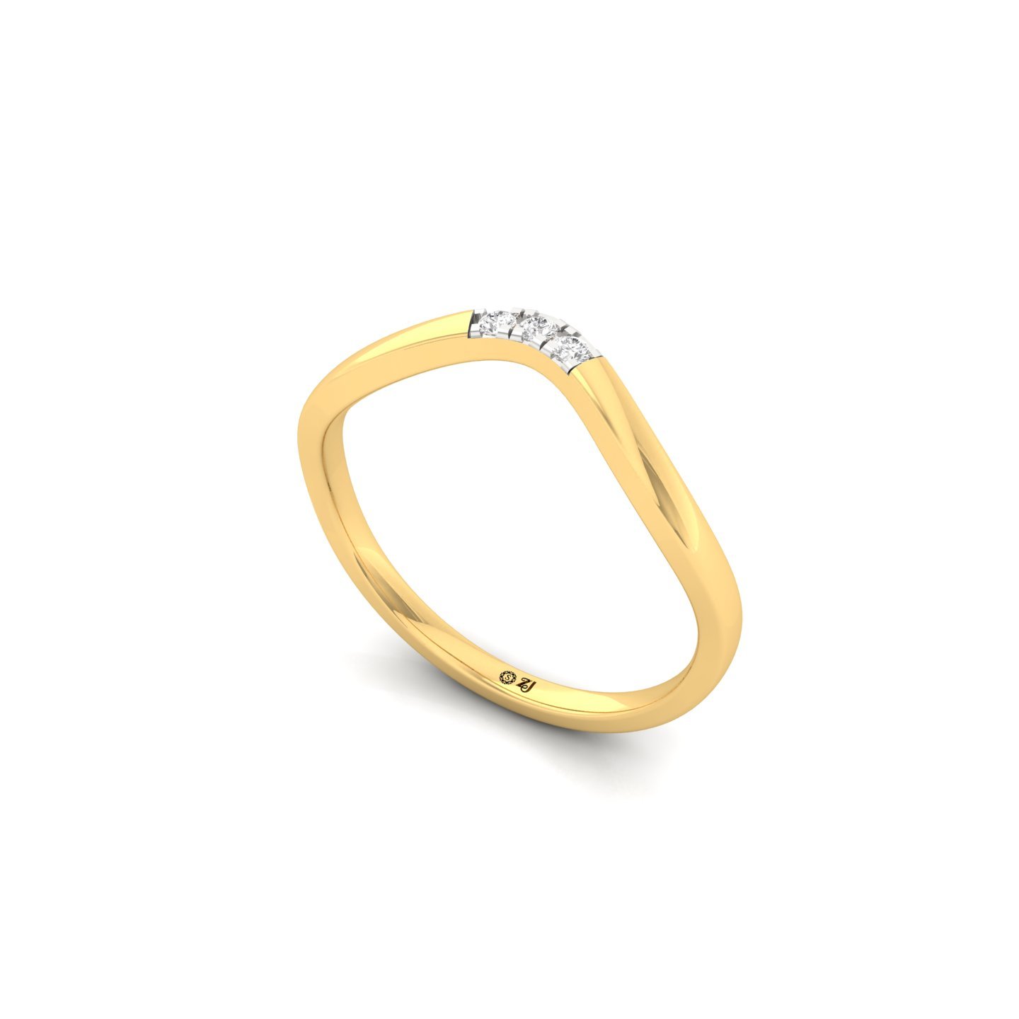 Diamond Wave Band | Lab Grown Diamond Minimalist Ring | Dainty Promise Band | 925 Silver | 10K | 14K | 18K - View 2
