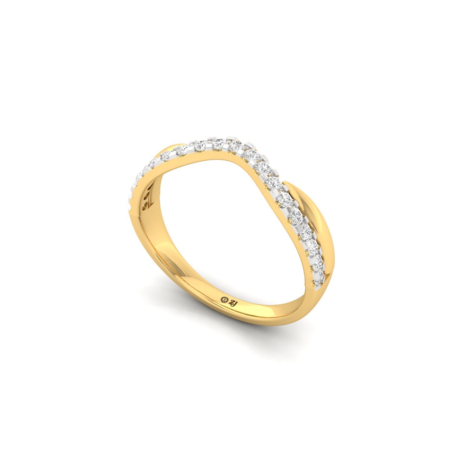 Lab Grown Diamond Wave Band | Elegant Diamond Ring | Silver & Gold | Minimalist Wedding Band - View 2