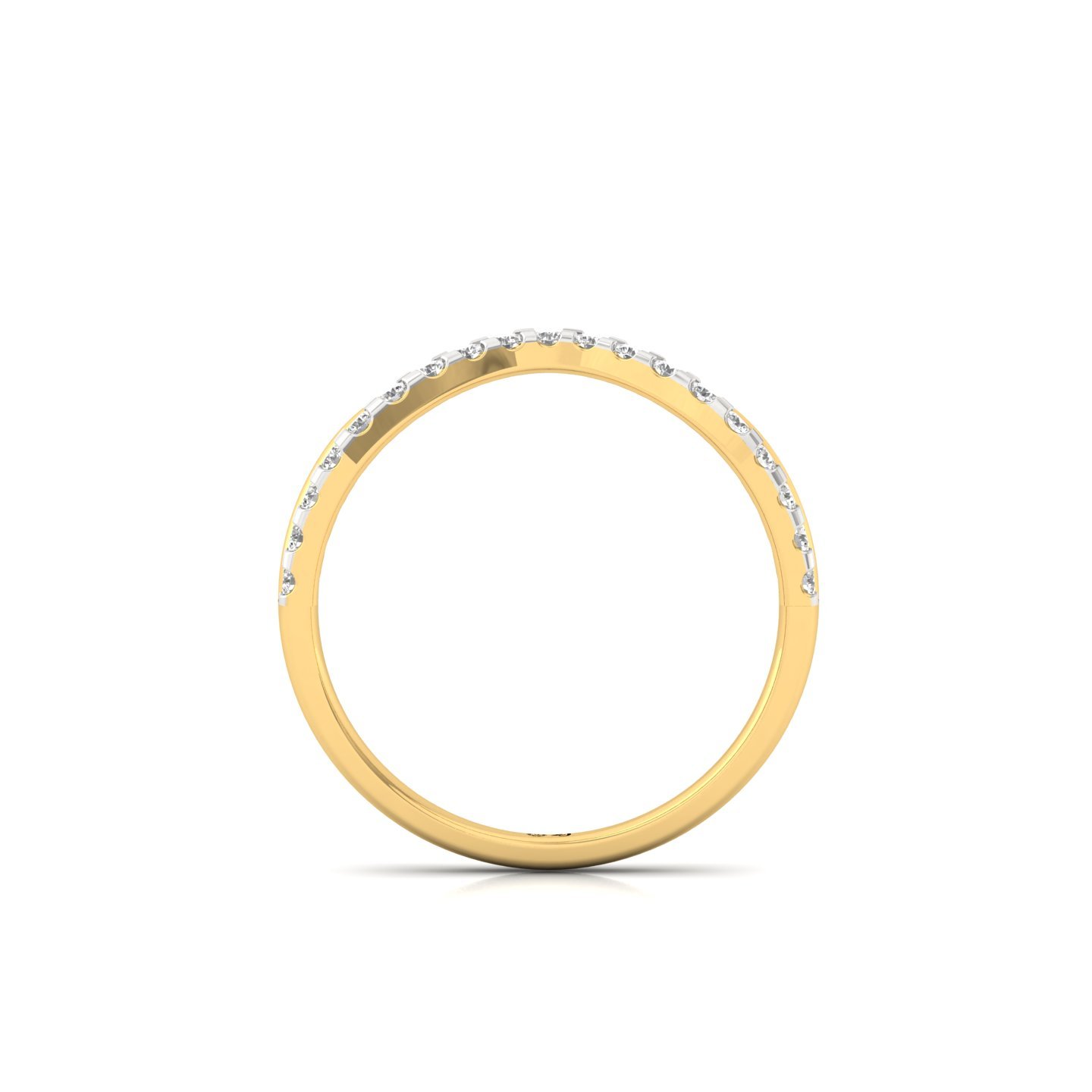 Lab Grown Diamond Wave Band | Elegant Diamond Ring | Silver & Gold | Minimalist Wedding Band - View 3