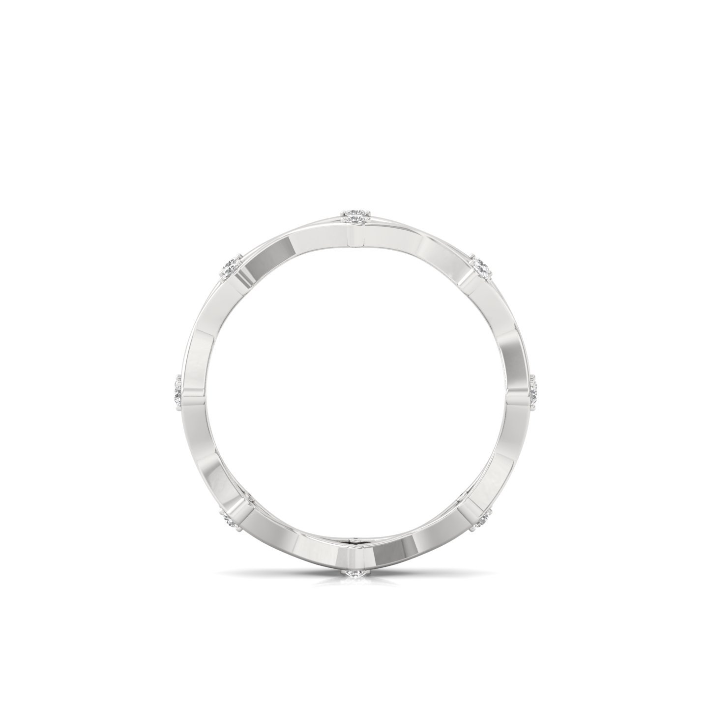 Lab Grown Diamond Geometric Band | Modern Diamond Ring | Silver & Gold | Designer Stacking Band - View 3