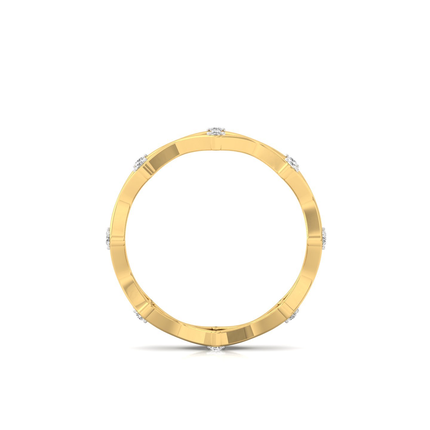 Lab Grown Diamond Geometric Band | Modern Diamond Ring | Silver & Gold | Designer Stacking Band - View 3