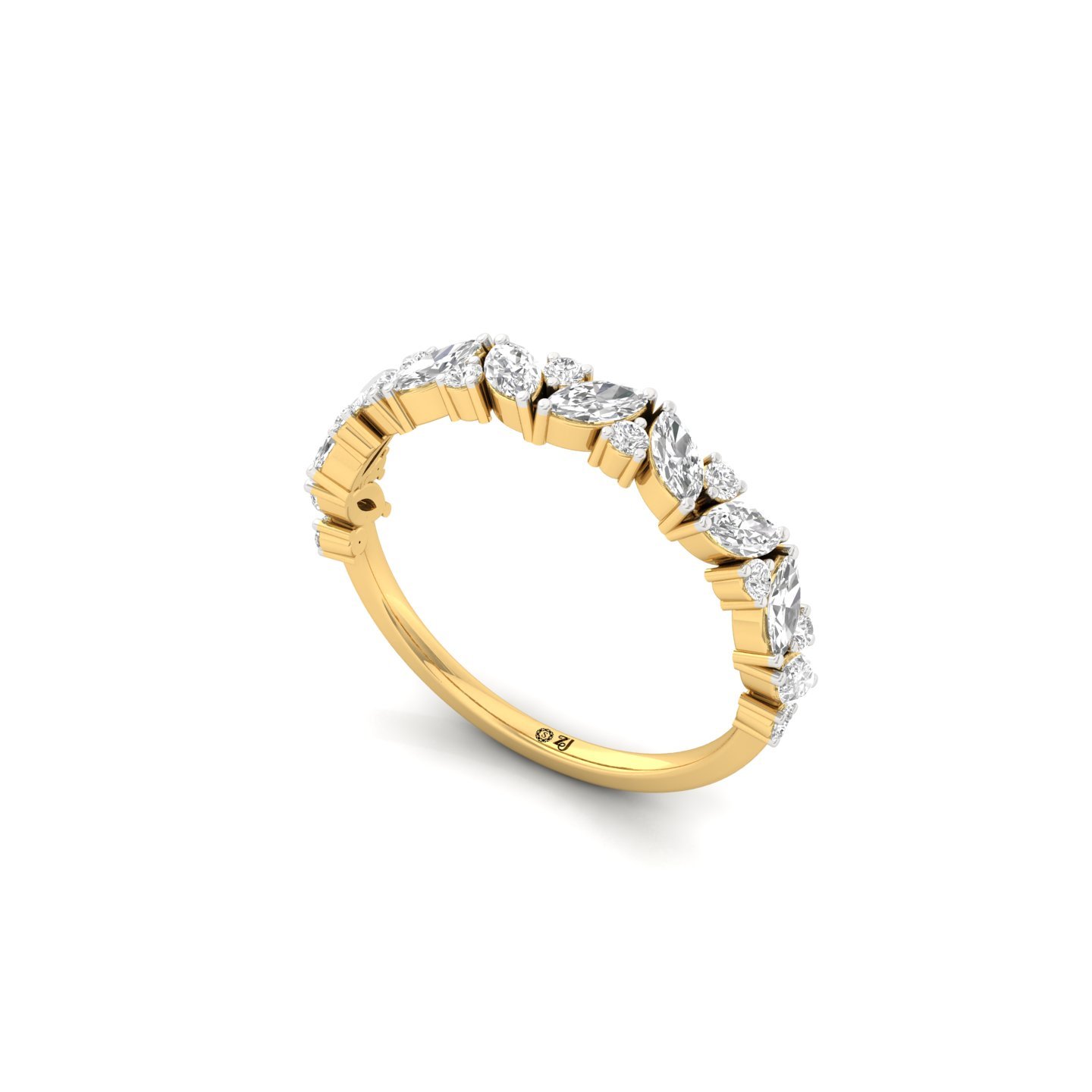 Marquise Lab Grown Diamond Band | Elegant Eternity Ring | Silver & Gold - View 2