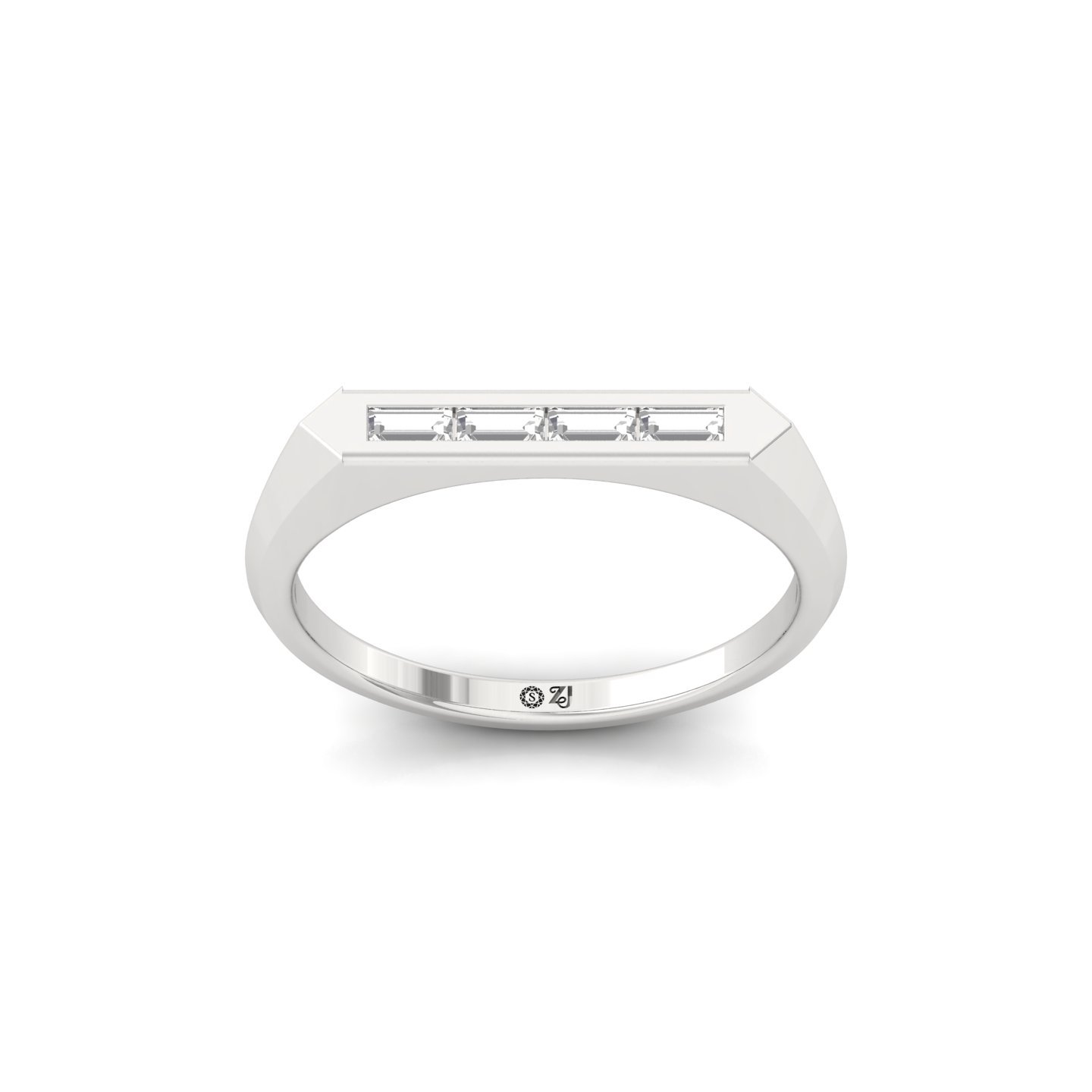 Baguette Cut Diamond Band Ring | Sleek Lab Grown CVD Diamond Minimalist Ring | 925 Silver | 10K | 14K | 18K - Main View