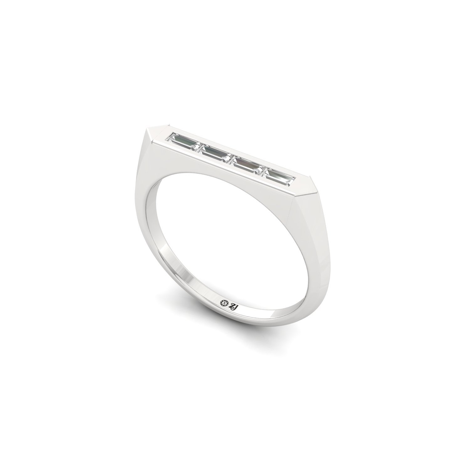 Baguette Cut Diamond Band Ring | Sleek Lab Grown CVD Diamond Minimalist Ring | 925 Silver | 10K | 14K | 18K - View 2