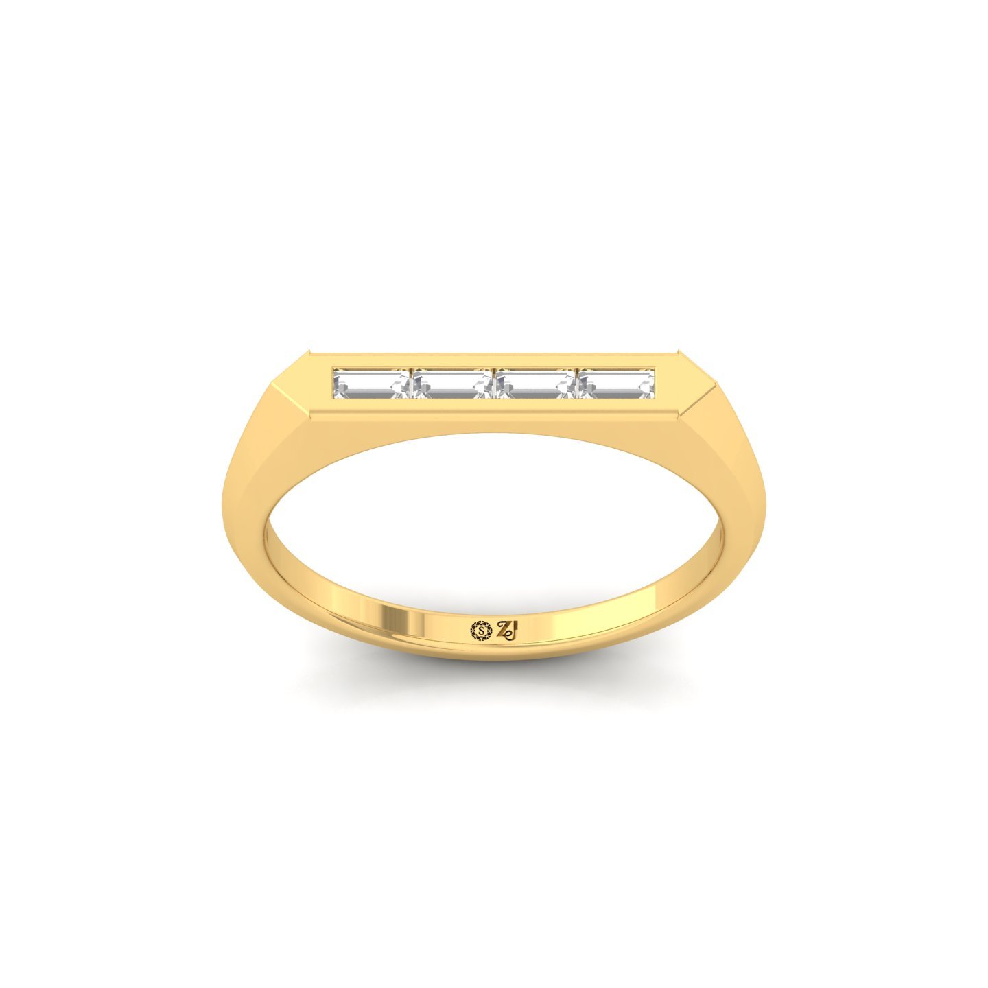 Baguette Cut Diamond Band Ring | Sleek Lab Grown CVD Diamond Minimalist Ring | 925 Silver | 10K | 14K | 18K - Gold Main View