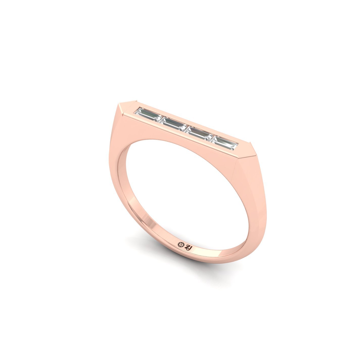 Baguette Cut Diamond Band Ring | Sleek Lab Grown CVD Diamond Minimalist Ring | 925 Silver | 10K | 14K | 18K - View 2