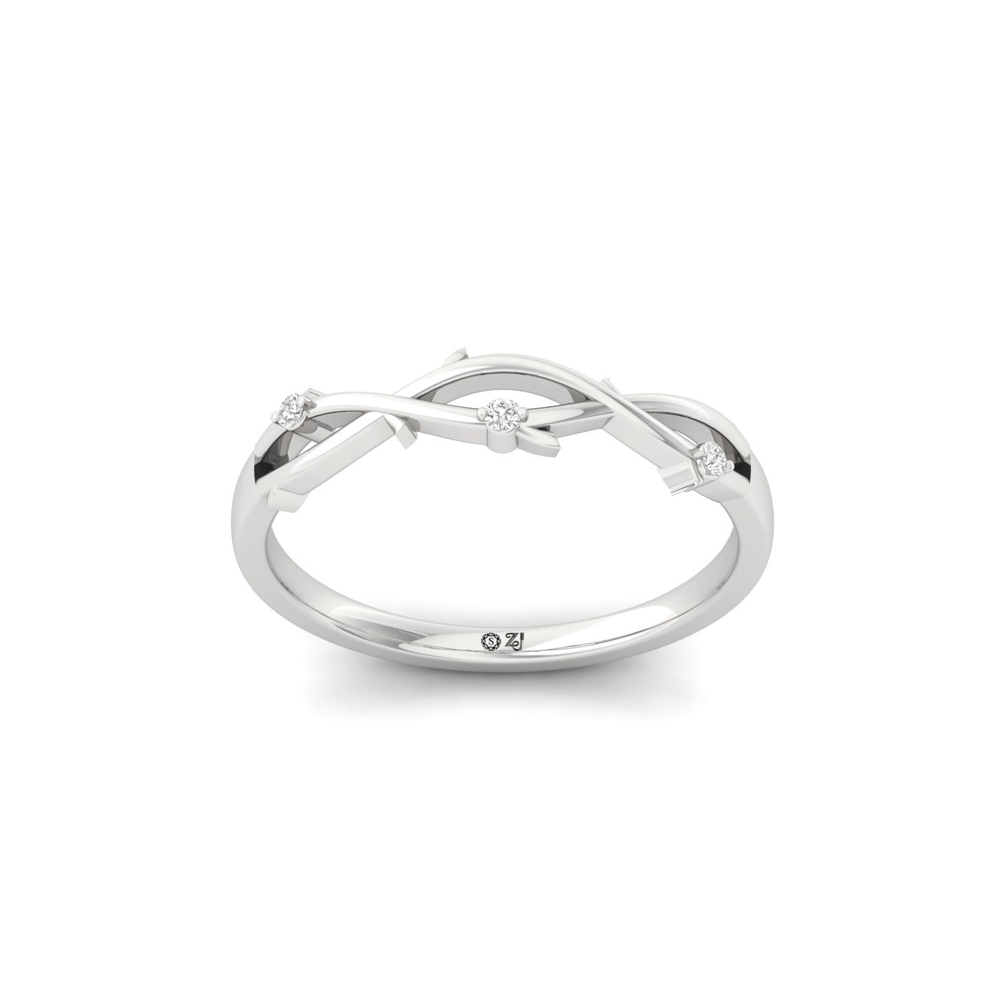 Round Cut Diamond Infinity Band Ring | Elegant Lab Grown CVD Diamond Promise Ring | 925 Silver | 10K | 14K | 18K - Main View
