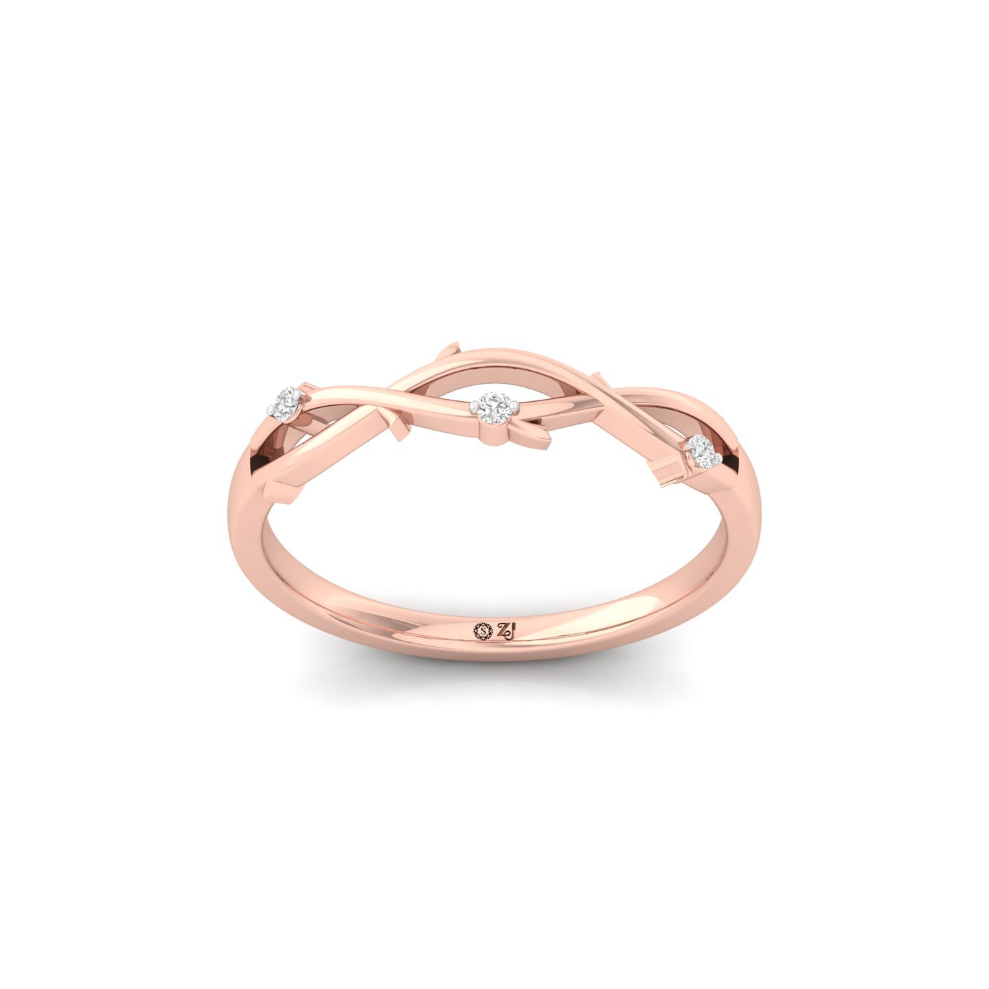 Round Cut Diamond Infinity Band Ring | Elegant Lab Grown CVD Diamond Promise Ring | 925 Silver | 10K | 14K | 18K - Rose Gold Main View